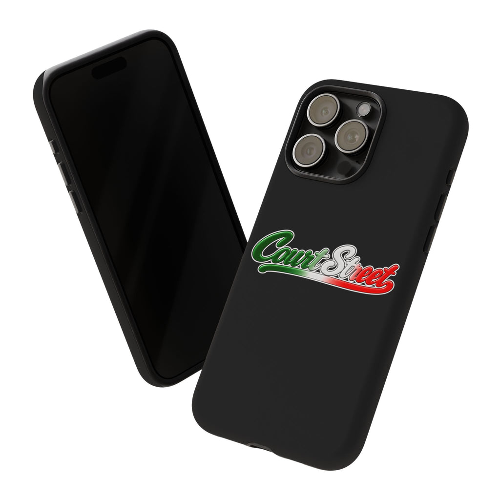 Court Street Black Phone Case, Tough Cases for iPhone, Gift for Italians, Stylish Phone Cover, Unique Phone Accessory