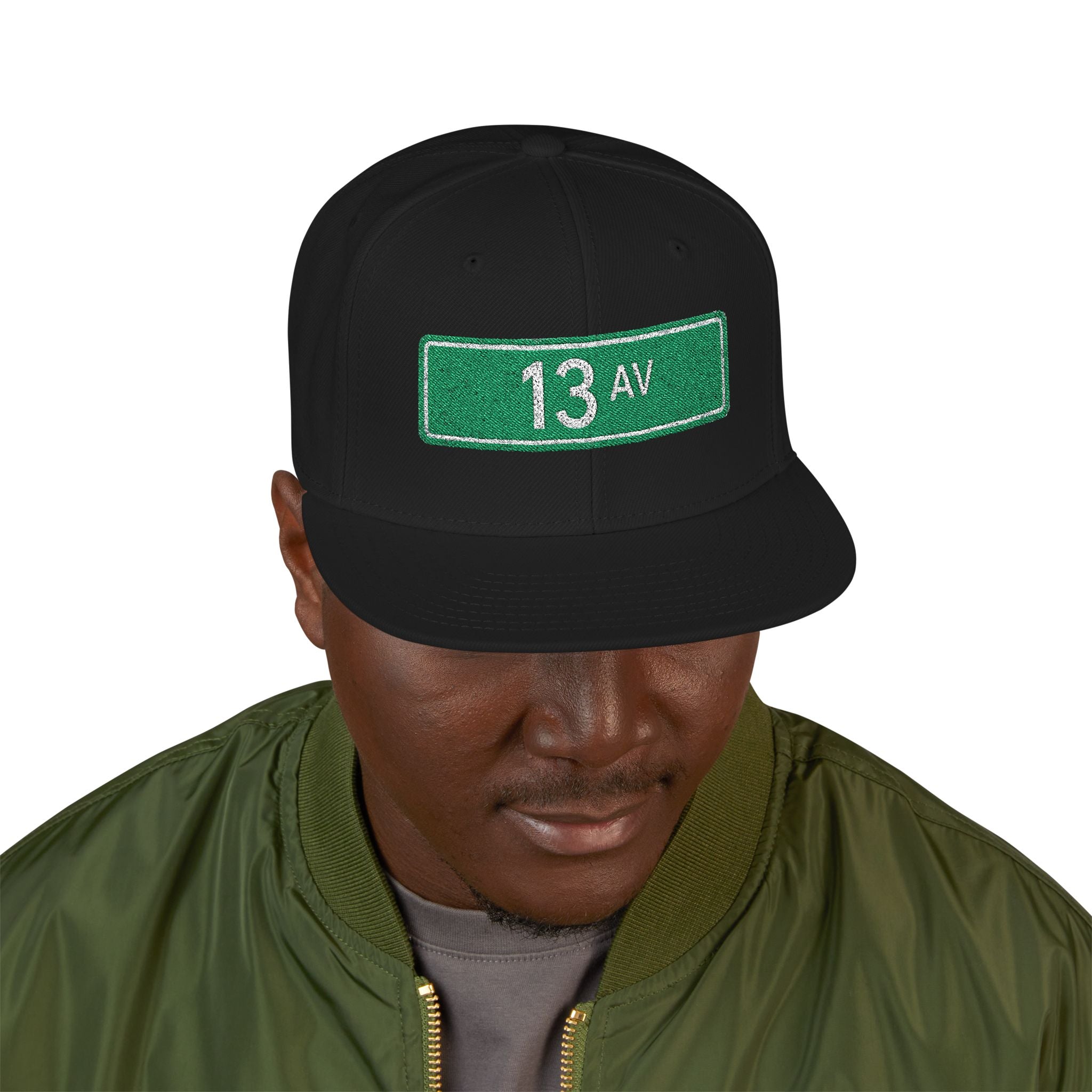 13 Ave Embroidered Snapback Hat | Street Sign Patch Cap