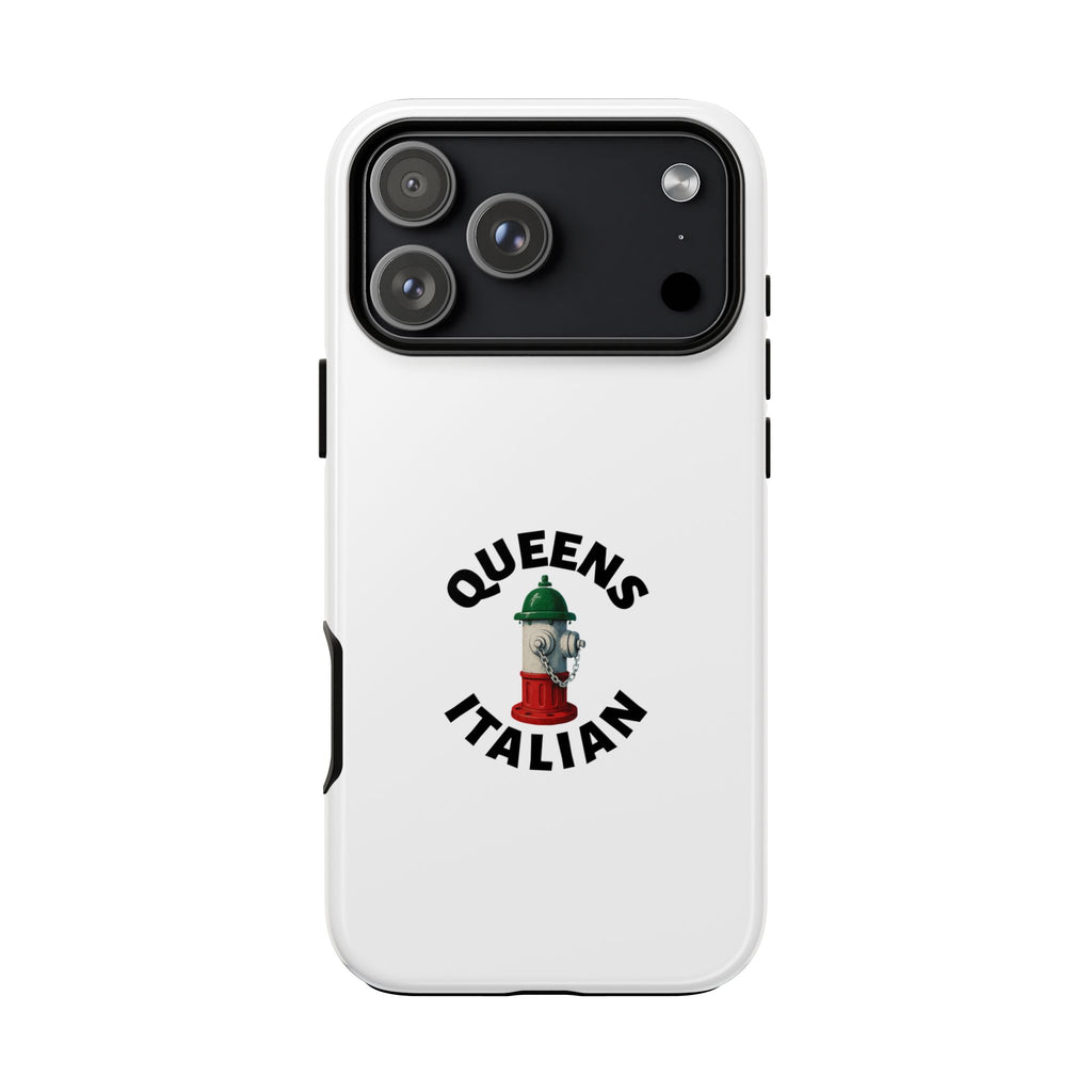 Queens Italian White Phone Case, Urban Style Phone Cover, Tough Smartphone Case, Gift for Italian Heritage, Fun Streetwear Accessories