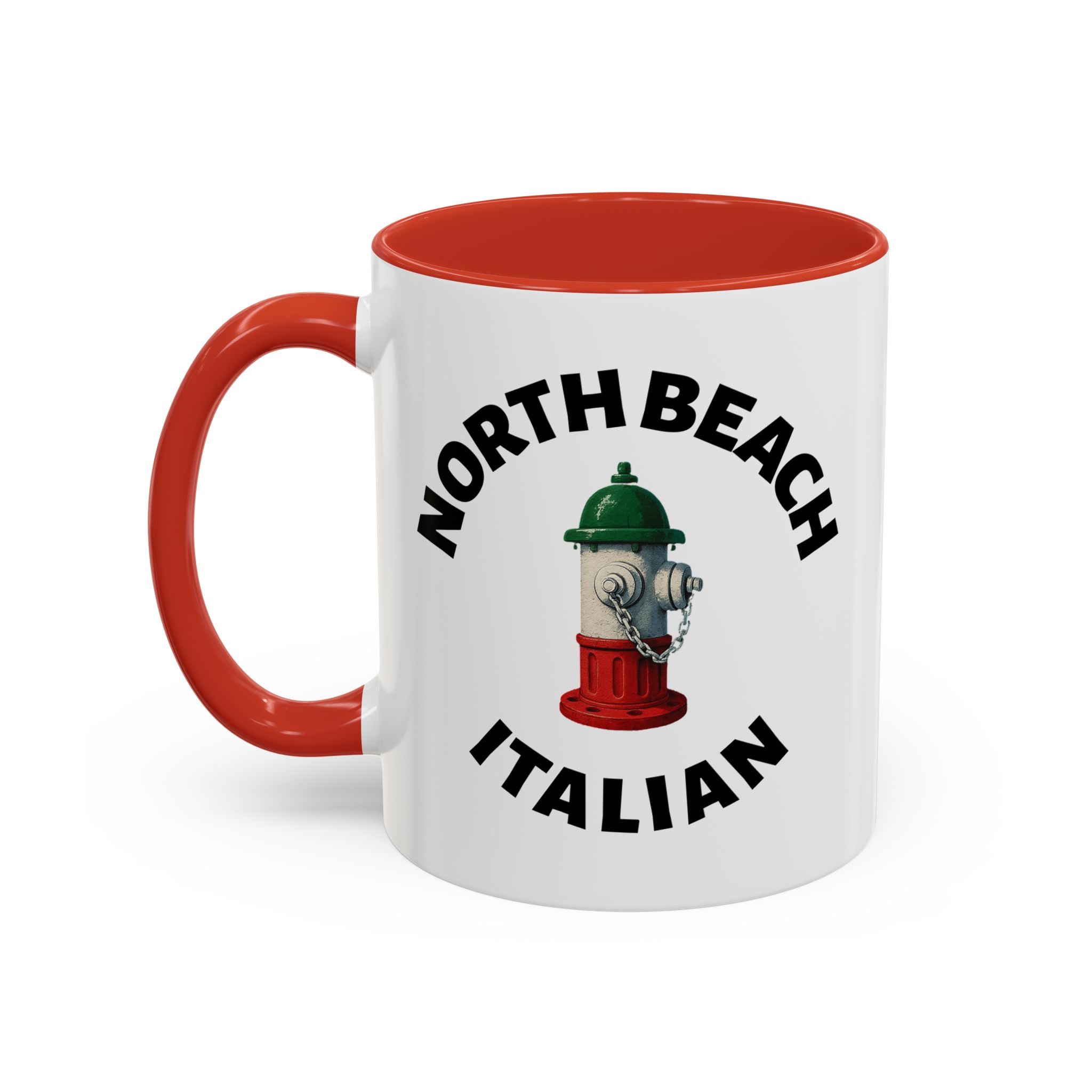 North Beach Coffee Mug with Fire Hydrant Design, Unique Gift for Italians, Fun Kitchen Decor