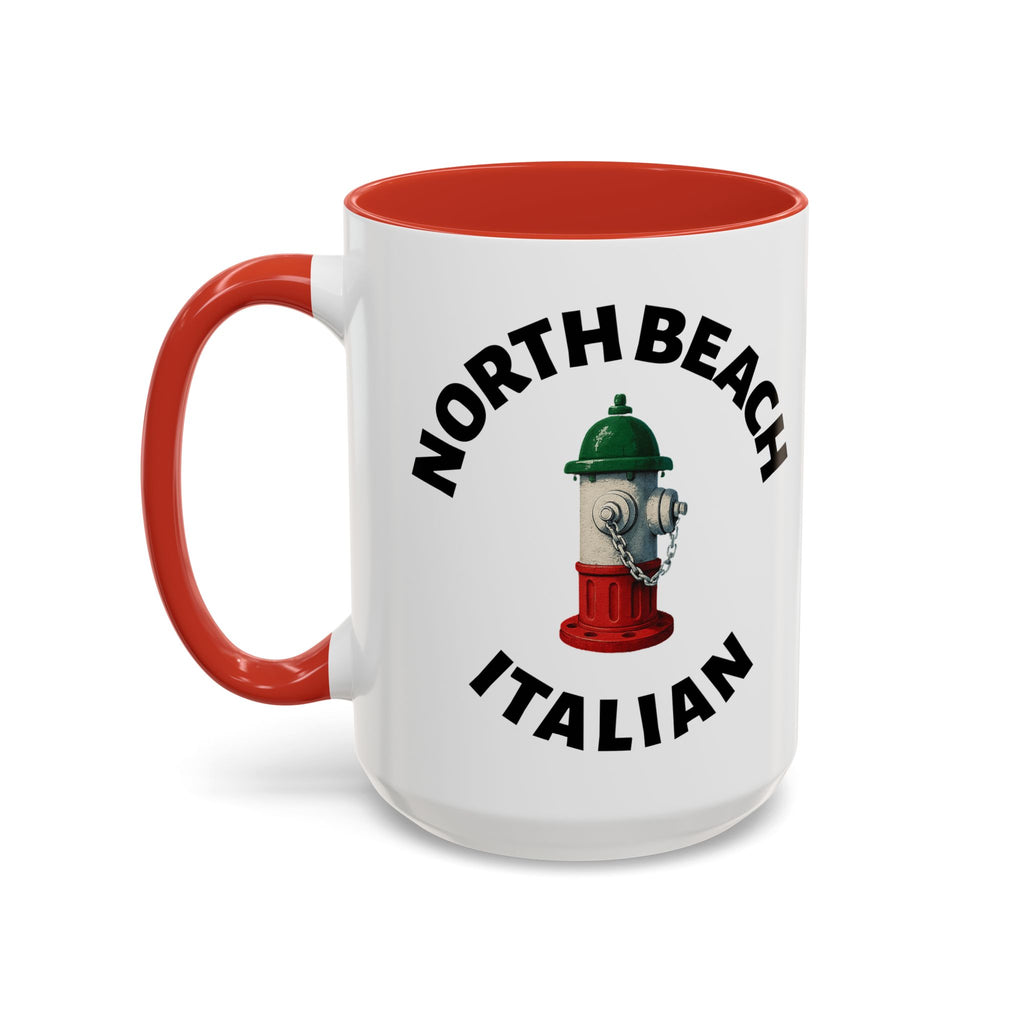 North Beach Coffee Mug with Fire Hydrant Design, Unique Gift for Italians, Fun Kitchen Decor