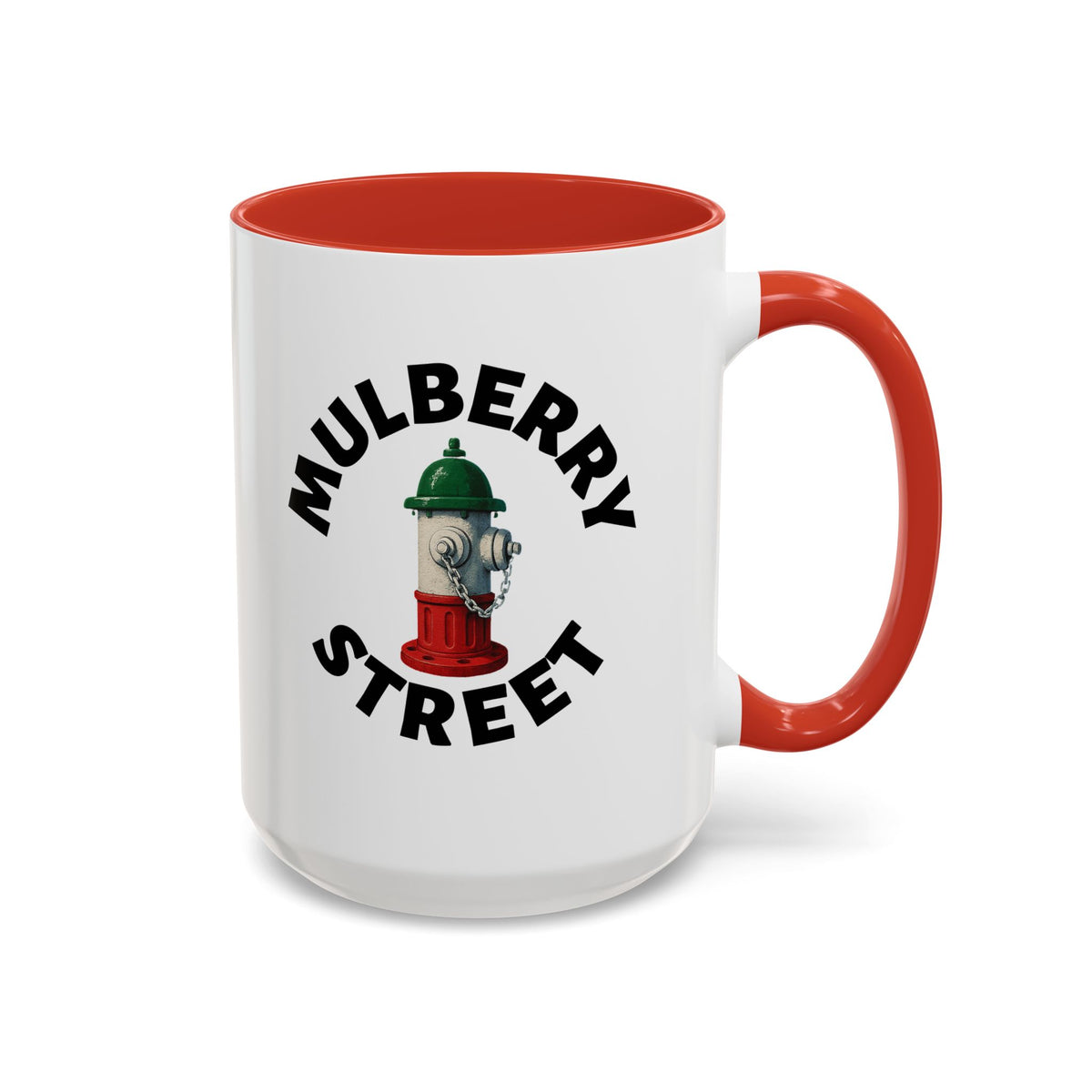 Mulberry Street Coffee Mug with Fire Hydrant Design, Unique Gift for Italians, Fun Kitchen Decor