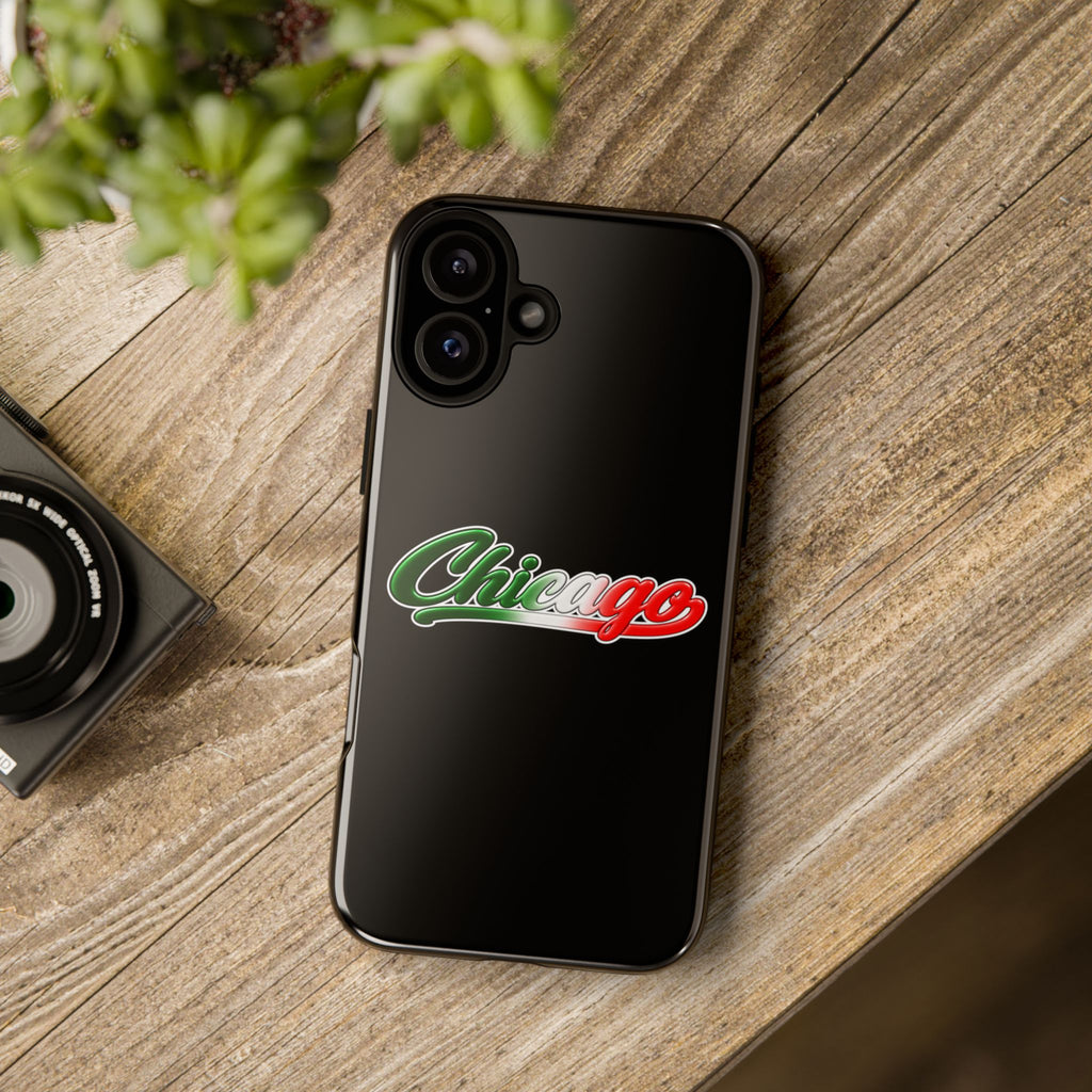Chicago Black Phone Case, Tough Cases for iPhone, Gift for Italians, Stylish Phone Cover, Unique Phone Accessory