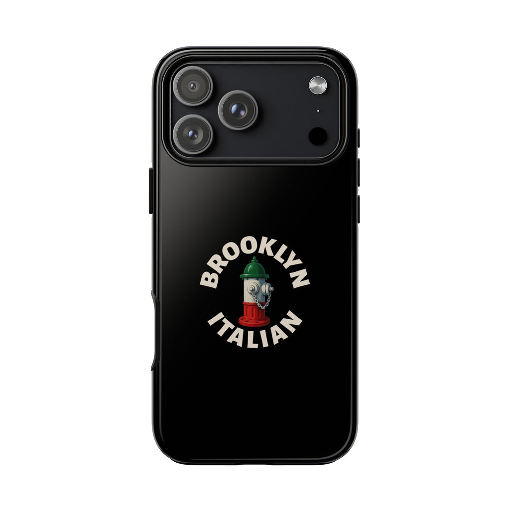 Brooklyn Italian Black Phone Case, Tough Cases for iPhone, Gift for Italians, Stylish Phone Cover, Unique Phone Accessory