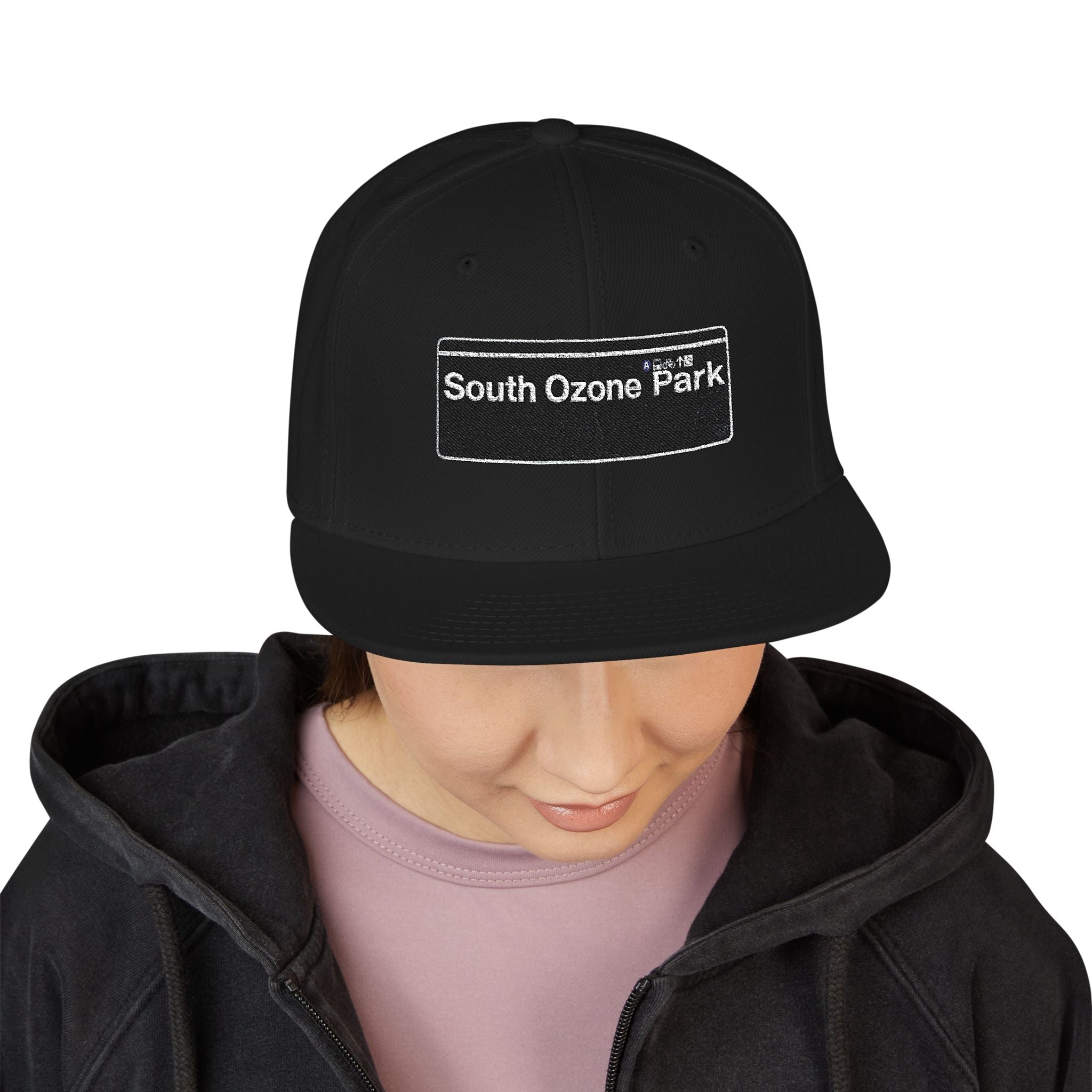 South Ozone Park Embroidered Snapback Hat | Street Sign Patch Cap