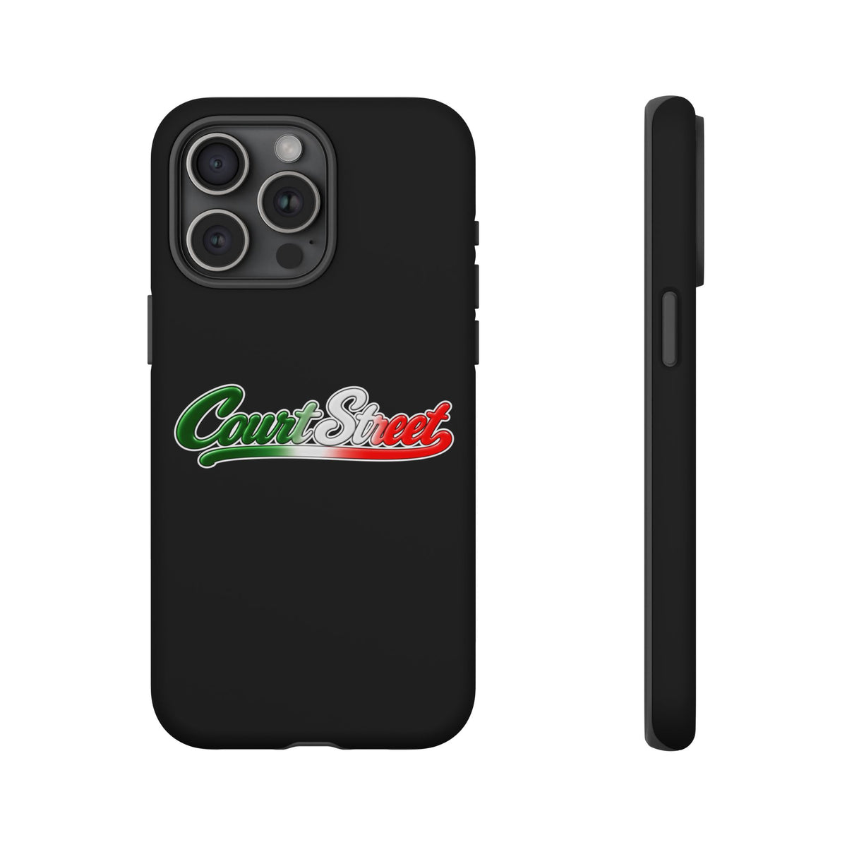 Court Street Black Phone Case, Tough Cases for iPhone, Gift for Italians, Stylish Phone Cover, Unique Phone Accessory
