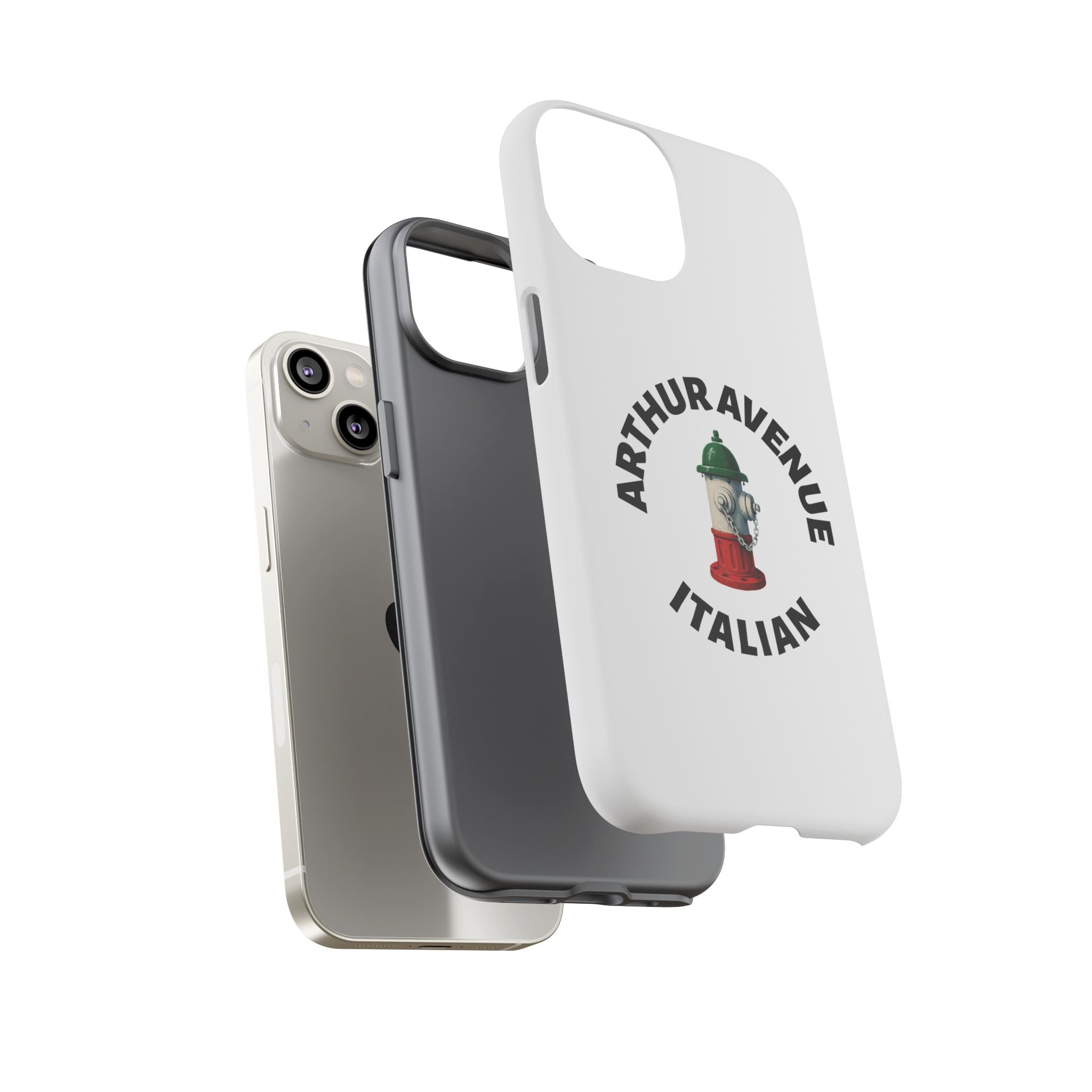 Arthur Avenue Italian White Phone Case, Urban Style Phone Cover, Tough Smartphone Case, Gift for Italian Heritage, Fun Streetwear Accessories