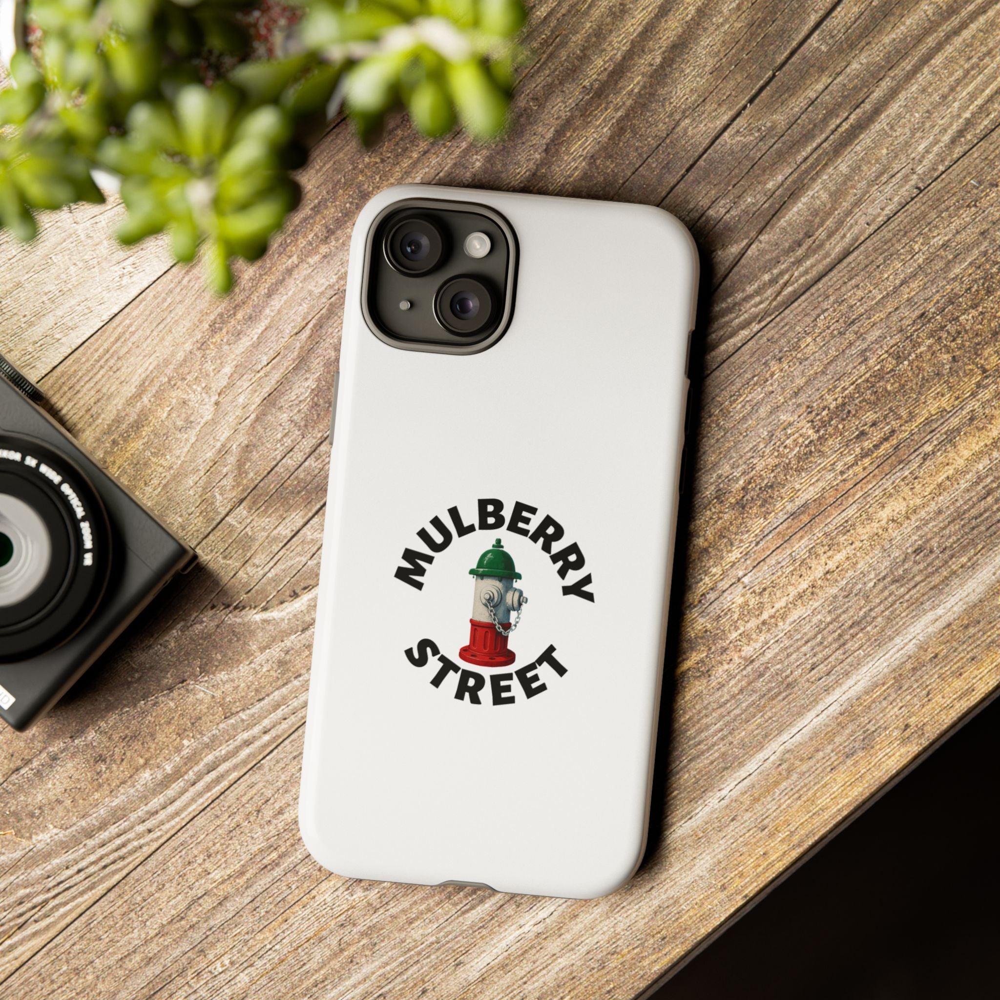 Mulberry Street White Phone Case, Urban Style Phone Cover, Tough Smartphone Case, Gift for Italian Heritage, Fun Streetwear Accessories