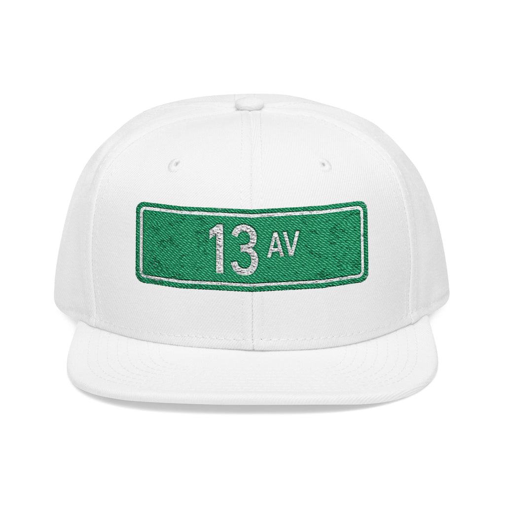13 Ave Embroidered Snapback Hat | Street Sign Patch Cap