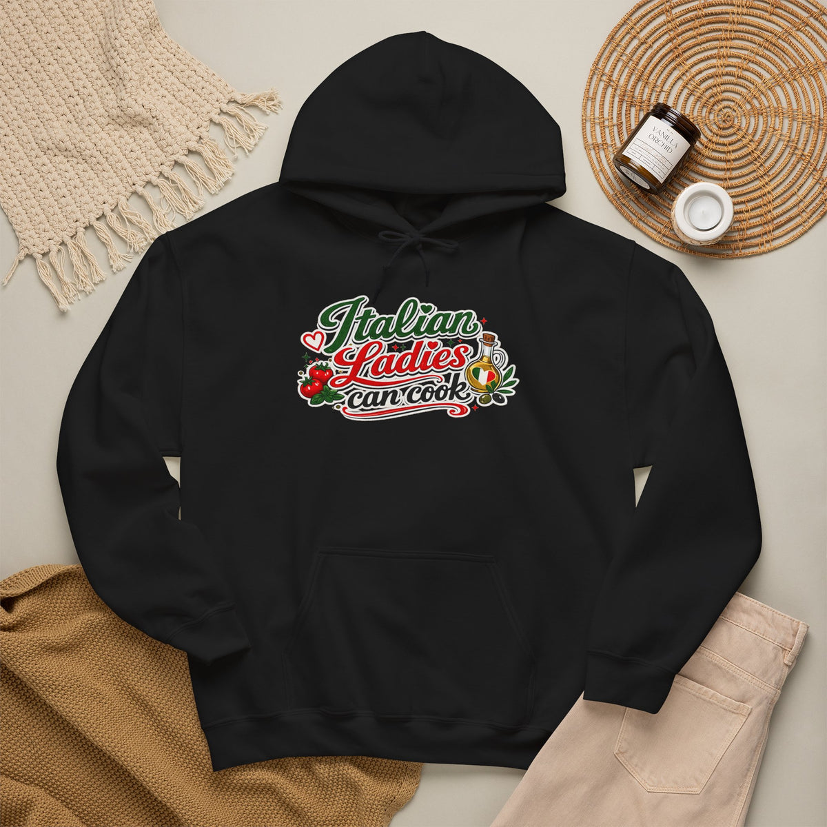 Italian Ladies can Cook Hoodie — Italian Flag Script Pullover