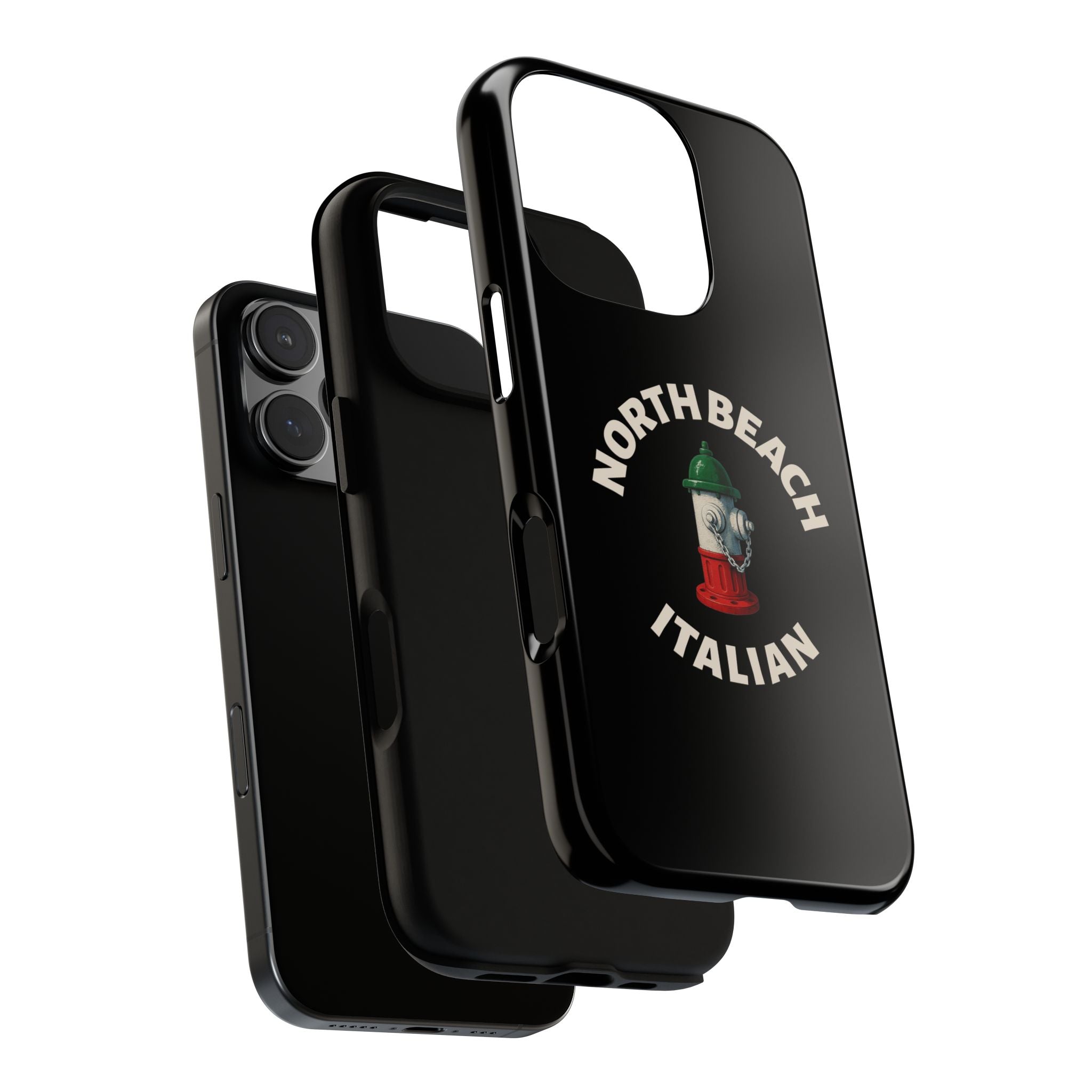 North Beach Italian Black Phone Case, Tough Cases for iPhone, Gift for Italians, Stylish Phone Cover, Unique Phone Accessory