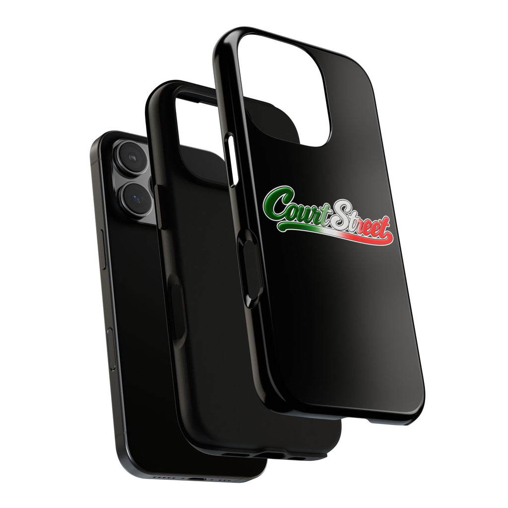 Court Street Black Phone Case, Tough Cases for iPhone, Gift for Italians, Stylish Phone Cover, Unique Phone Accessory