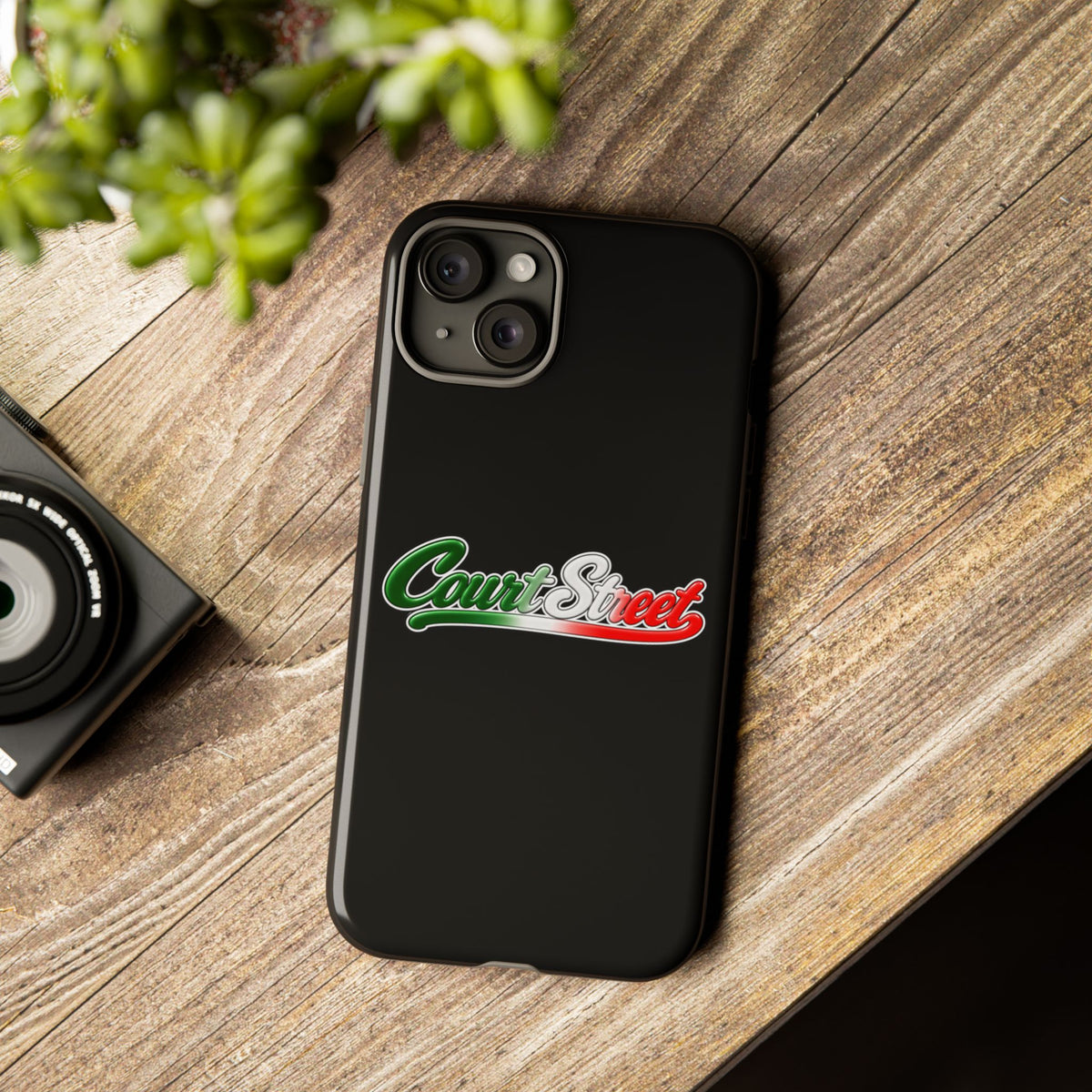 Court Street Black Phone Case, Tough Cases for iPhone, Gift for Italians, Stylish Phone Cover, Unique Phone Accessory