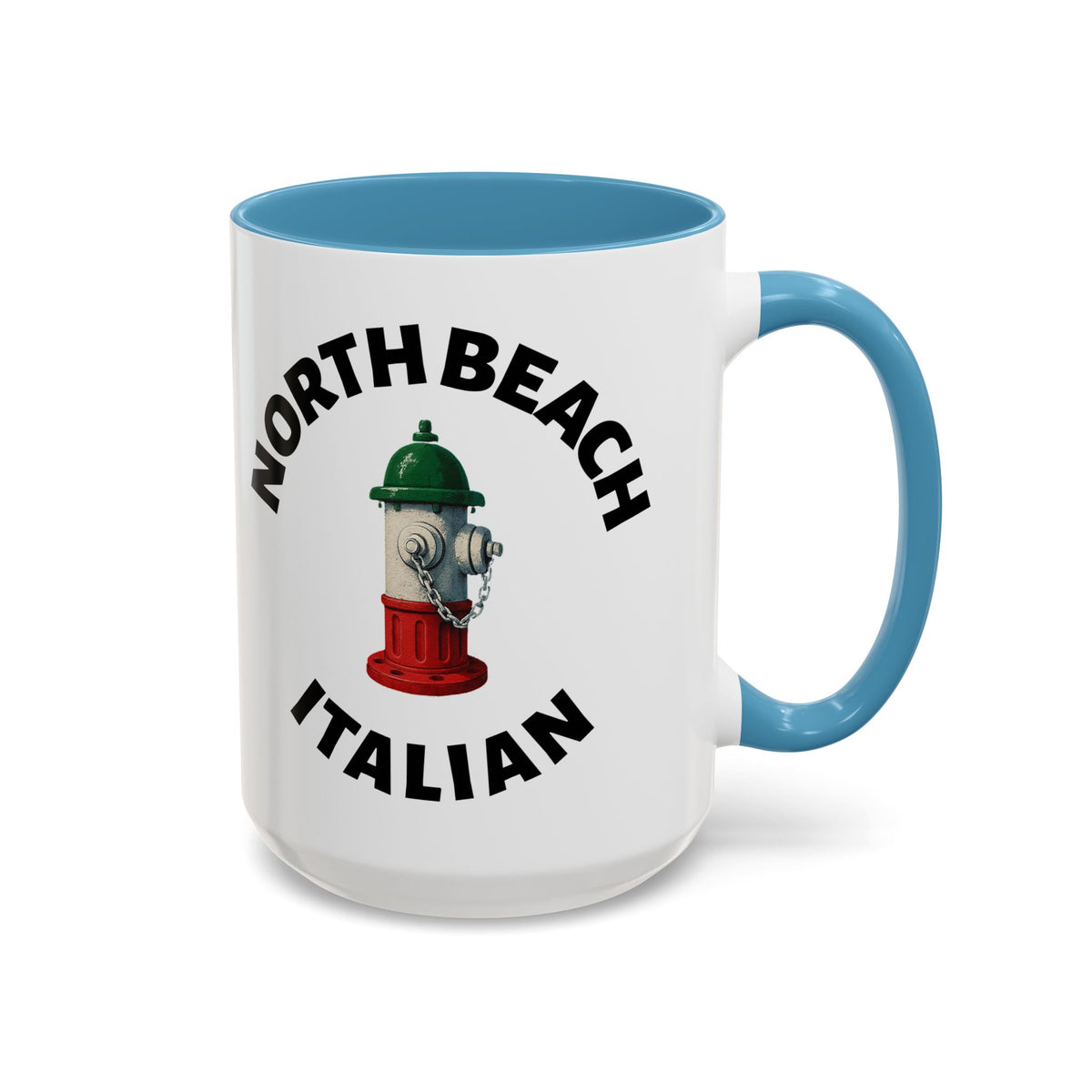 North Beach Coffee Mug with Fire Hydrant Design, Unique Gift for Italians, Fun Kitchen Decor