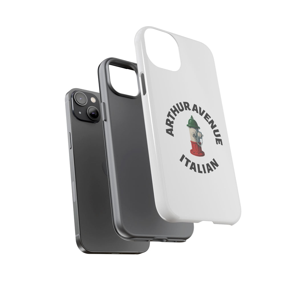 Arthur Avenue Italian White Phone Case, Urban Style Phone Cover, Tough Smartphone Case, Gift for Italian Heritage, Fun Streetwear Accessories
