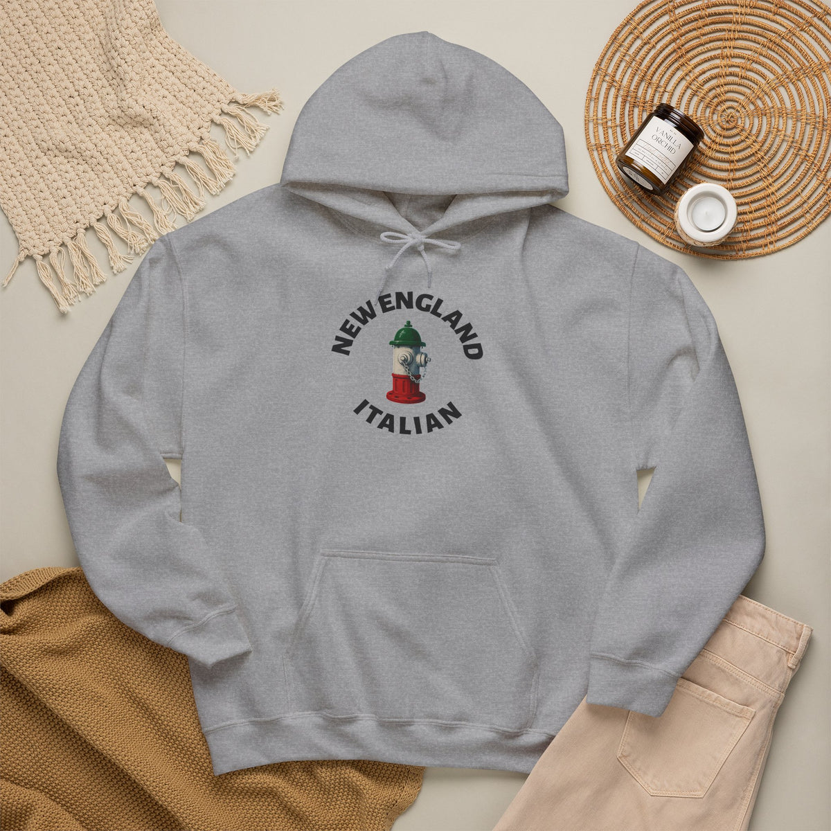 New England Italian Hoodie — Italian Flag Script Pullover