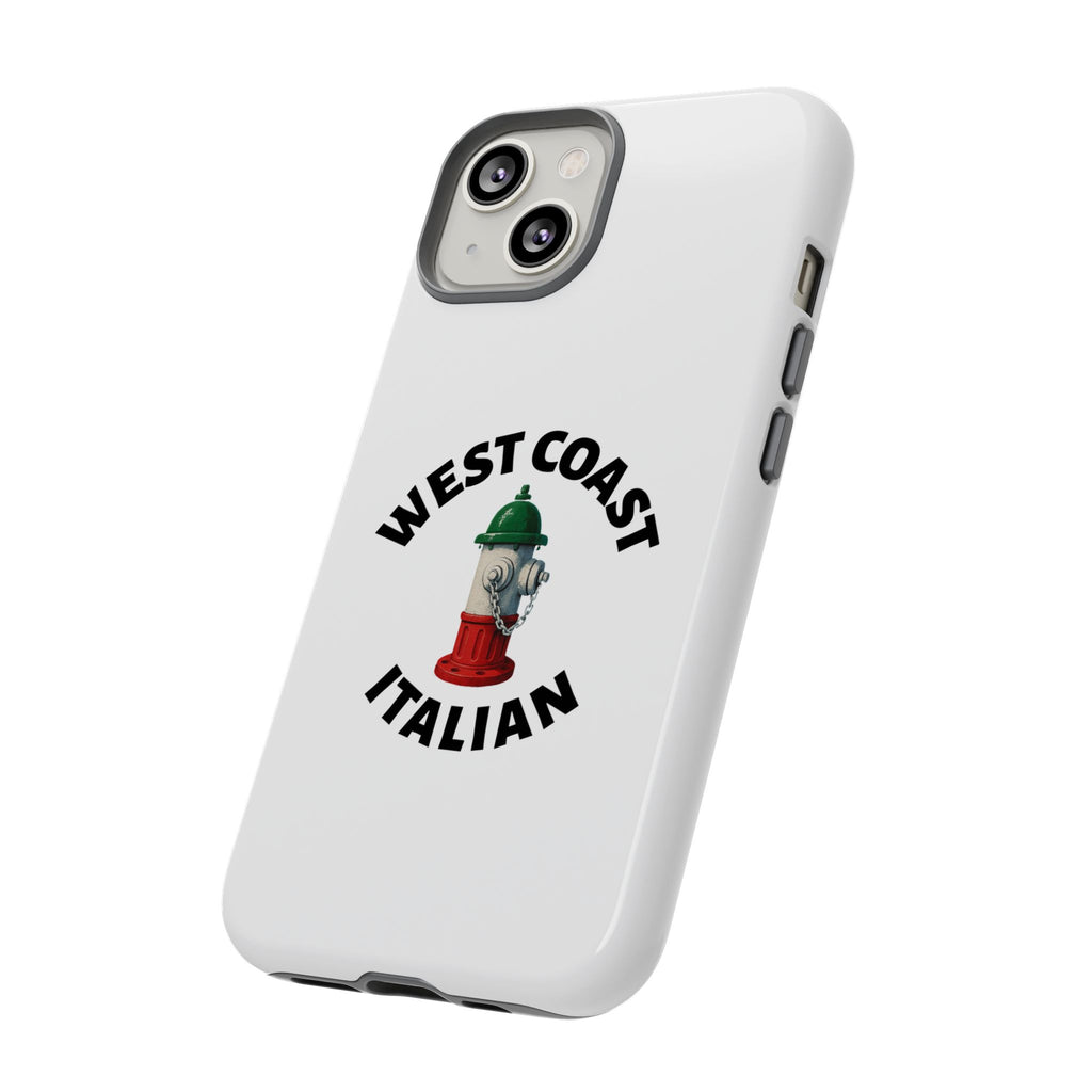 West Coast Italian White Phone Case, Urban Style Phone Cover, Tough Smartphone Case, Gift for Italian Heritage, Fun Streetwear Accessories