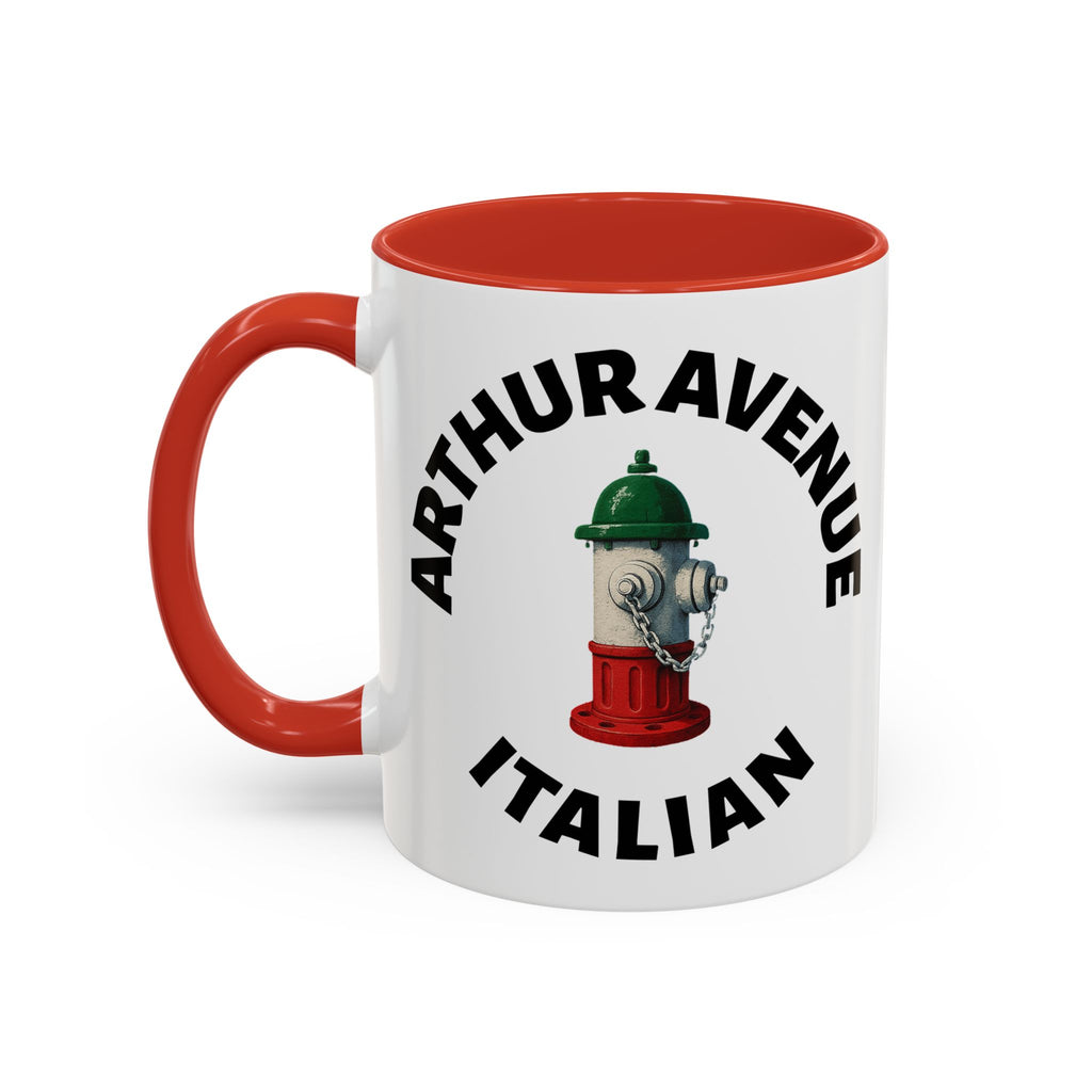 Arthur Avenue Coffee Mug with Fire Hydrant Design, Unique Gift for Italians, Fun Kitchen Decor