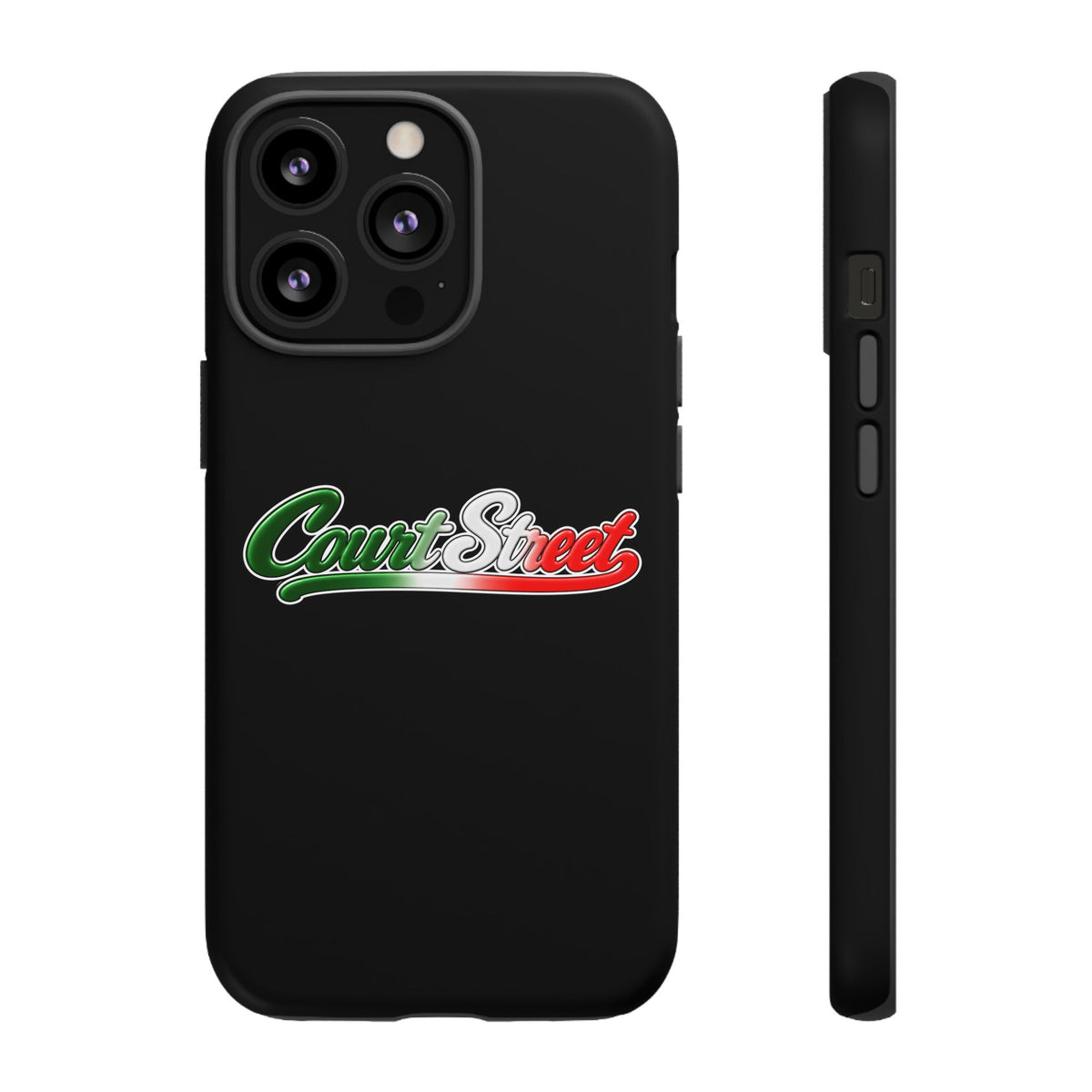 Court Street Black Phone Case, Tough Cases for iPhone, Gift for Italians, Stylish Phone Cover, Unique Phone Accessory