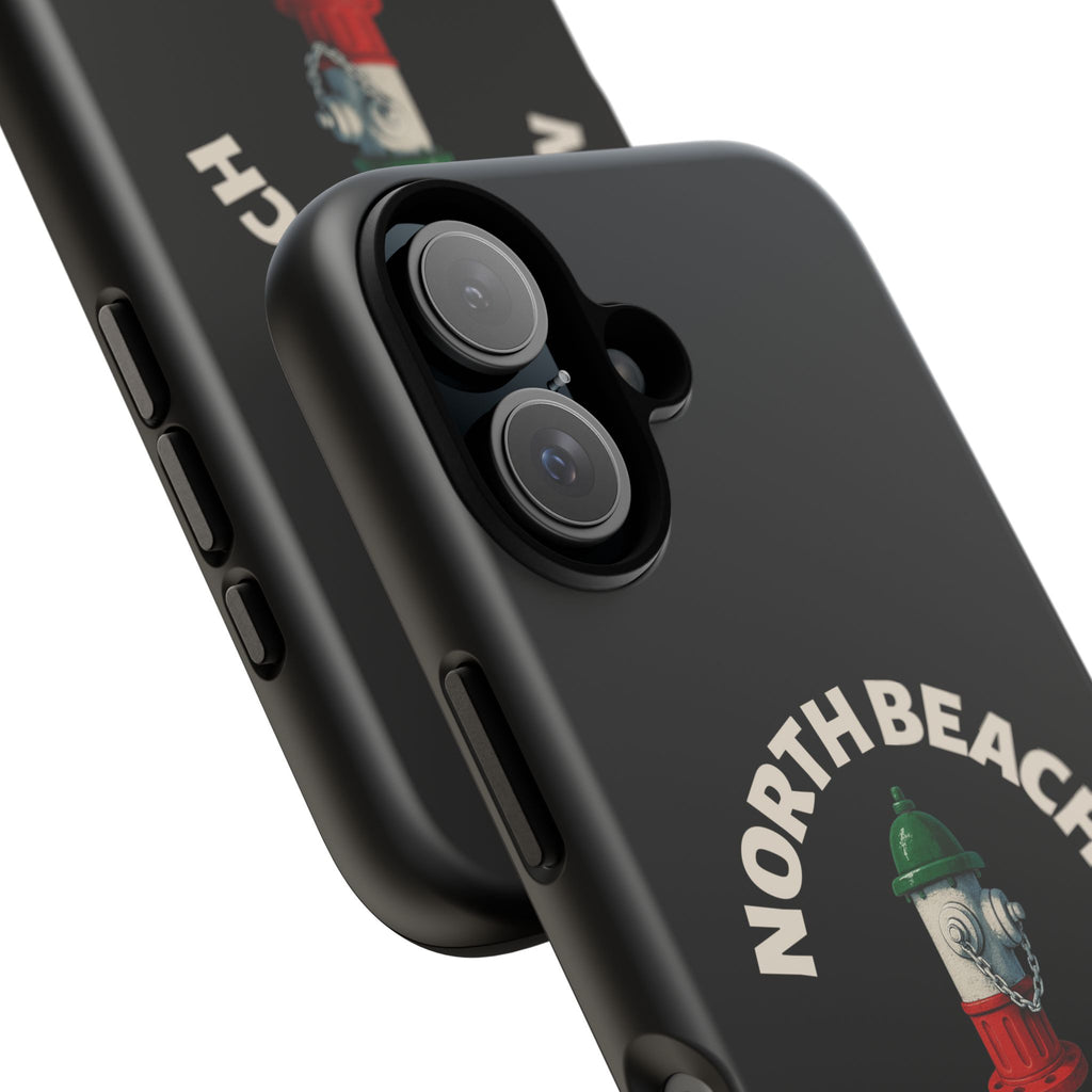 North Beach Italian Black Phone Case, Tough Cases for iPhone, Gift for Italians, Stylish Phone Cover, Unique Phone Accessory