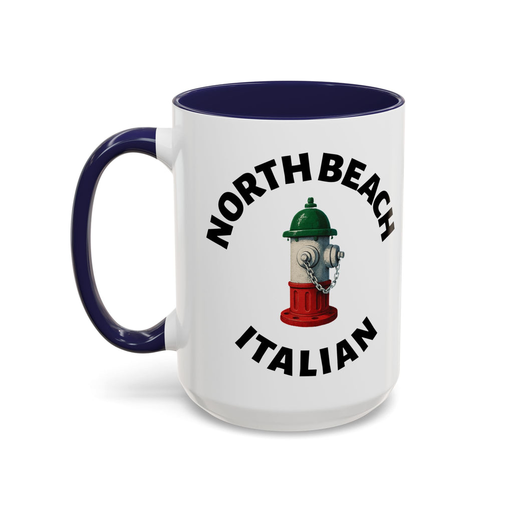 North Beach Coffee Mug with Fire Hydrant Design, Unique Gift for Italians, Fun Kitchen Decor