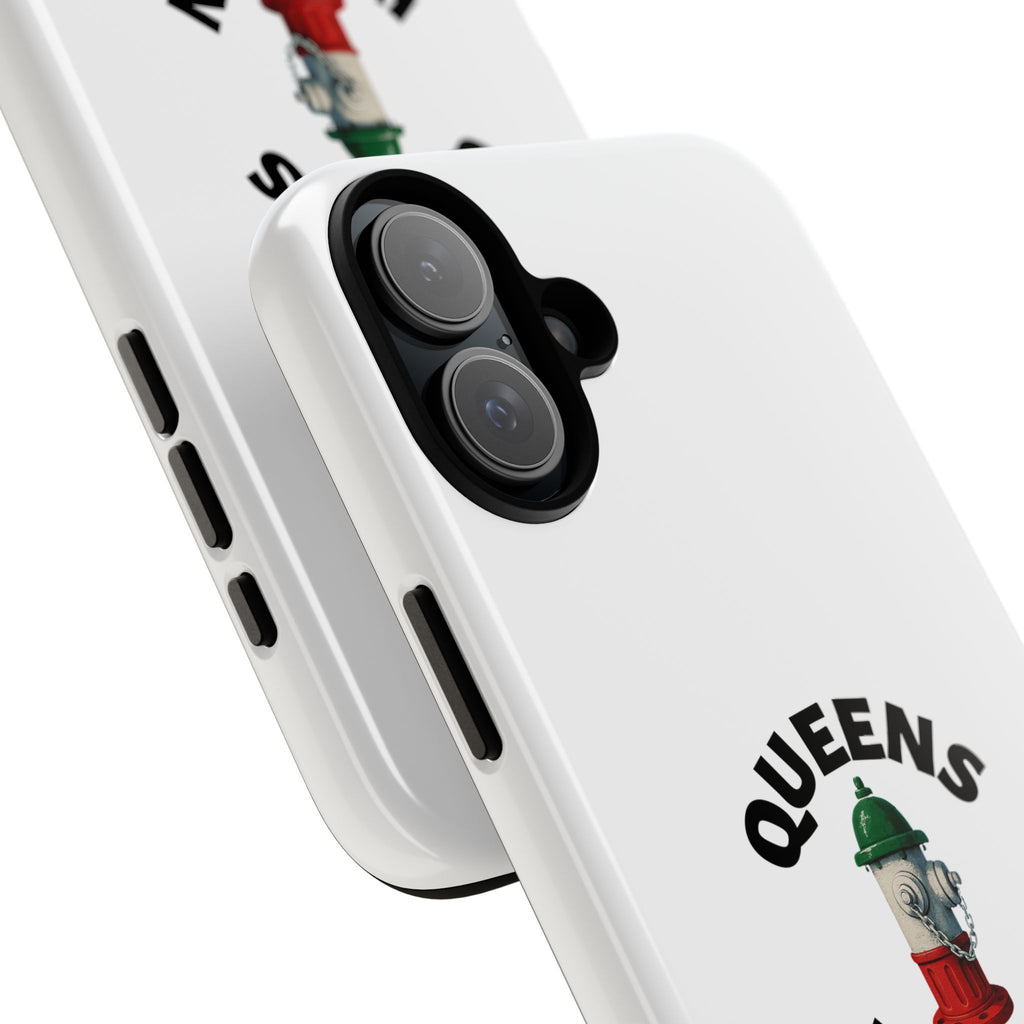 Queens Italian White Phone Case, Urban Style Phone Cover, Tough Smartphone Case, Gift for Italian Heritage, Fun Streetwear Accessories