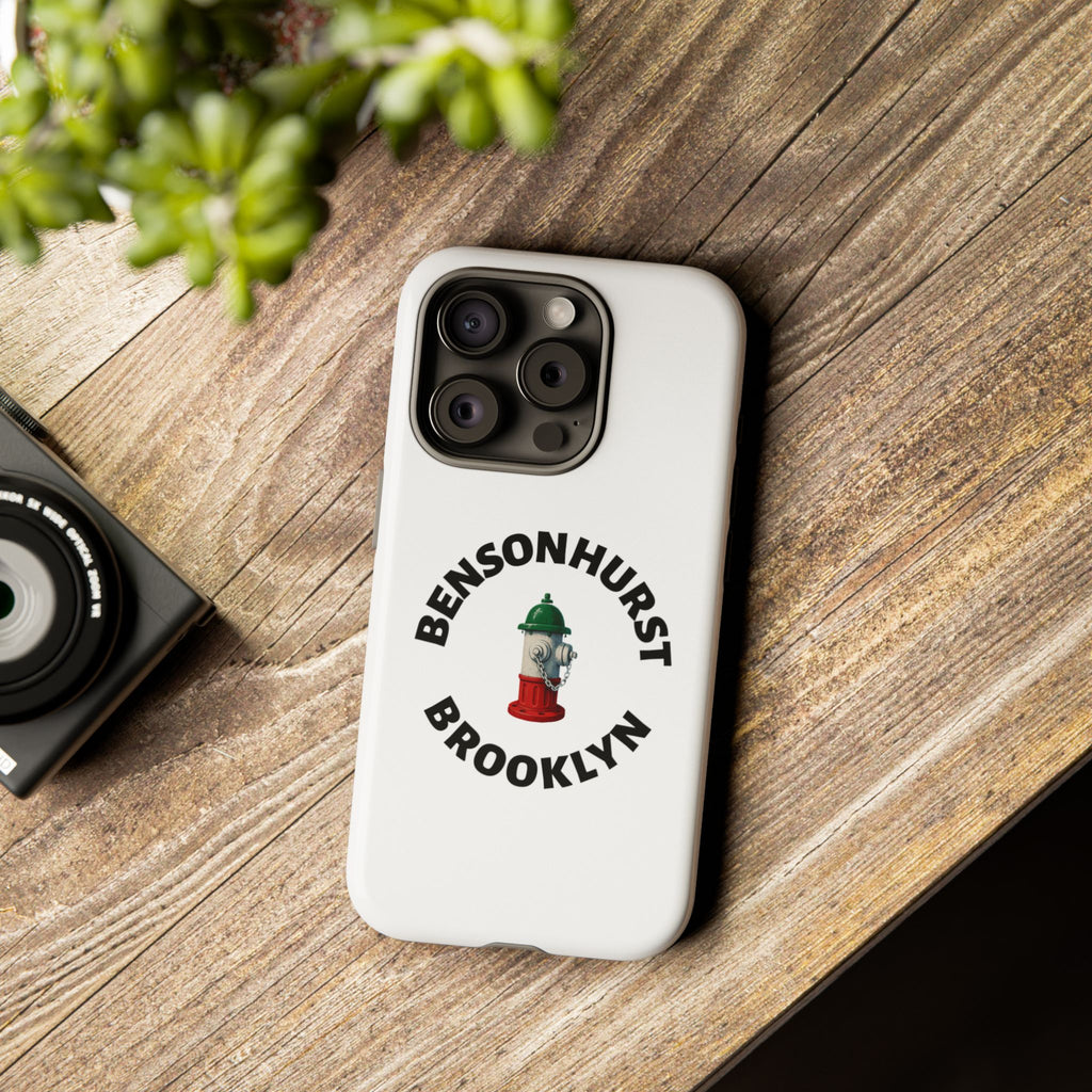 Bensonhurst Brooklyn White Phone Case, Urban Style Phone Cover, Tough Smartphone Case, Gift for Italian Heritage, Fun Streetwear Accessories