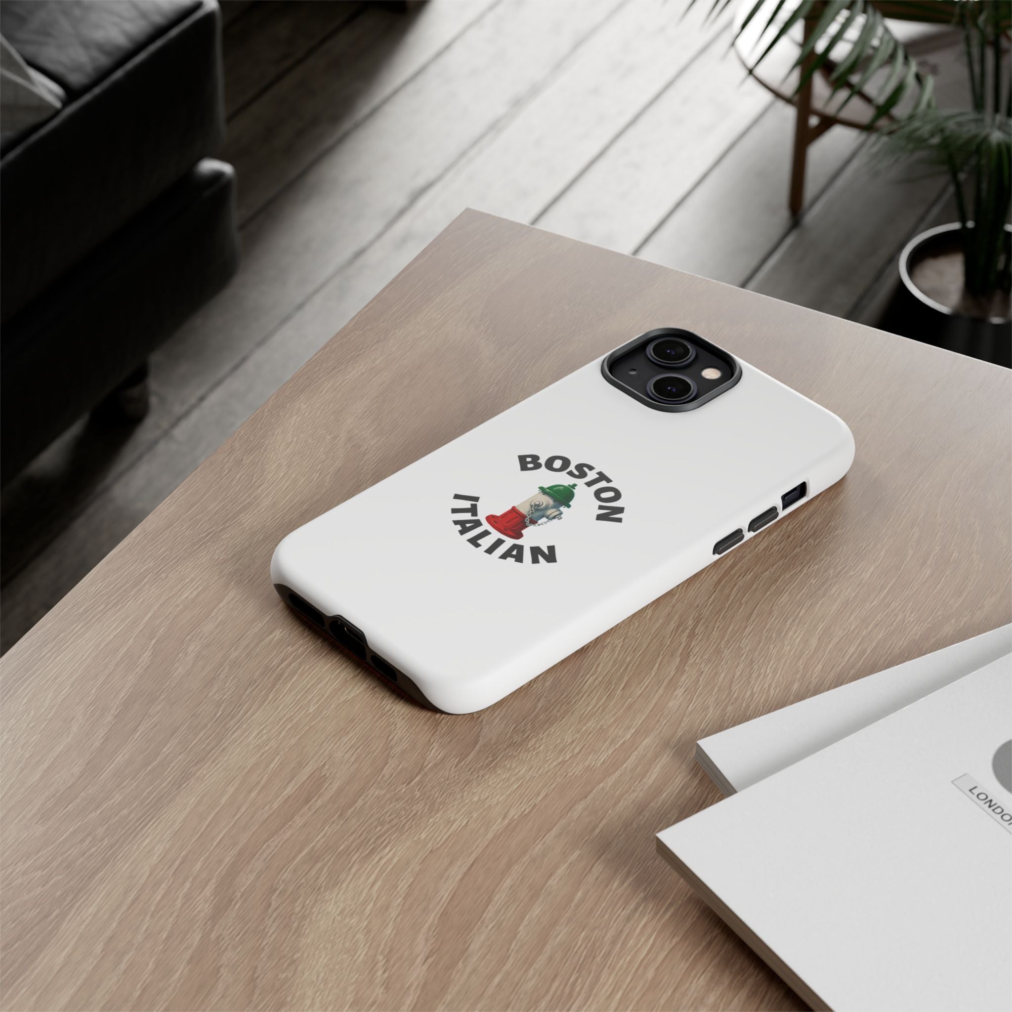 Boston Italian White Phone Case, Urban Style Phone Cover, Tough Smartphone Case, Gift for Italian Heritage, Fun Streetwear Accessories