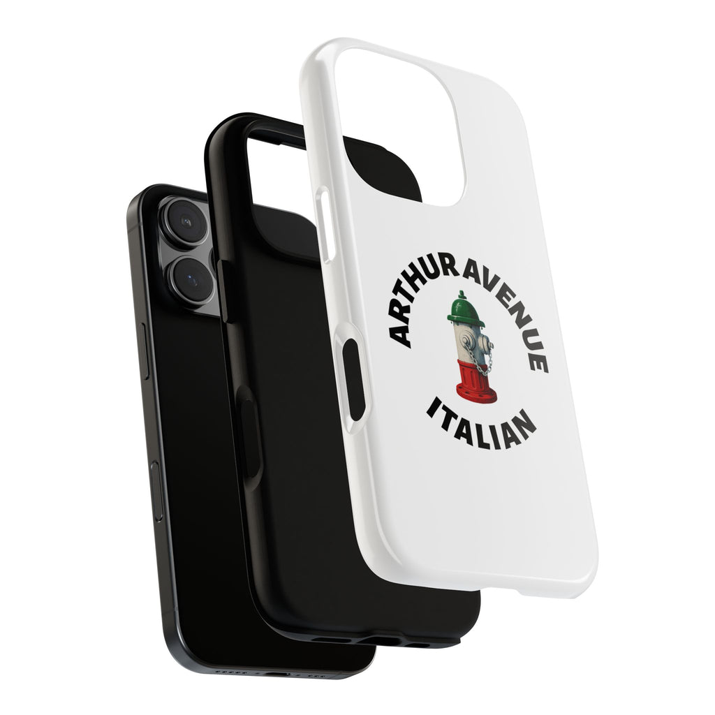 Arthur Avenue Italian White Phone Case, Urban Style Phone Cover, Tough Smartphone Case, Gift for Italian Heritage, Fun Streetwear Accessories