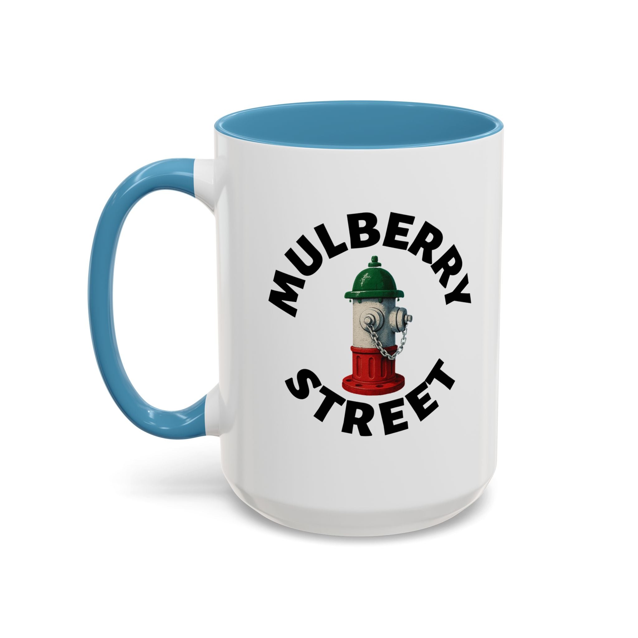 Mulberry Street Coffee Mug with Fire Hydrant Design, Unique Gift for Italians, Fun Kitchen Decor