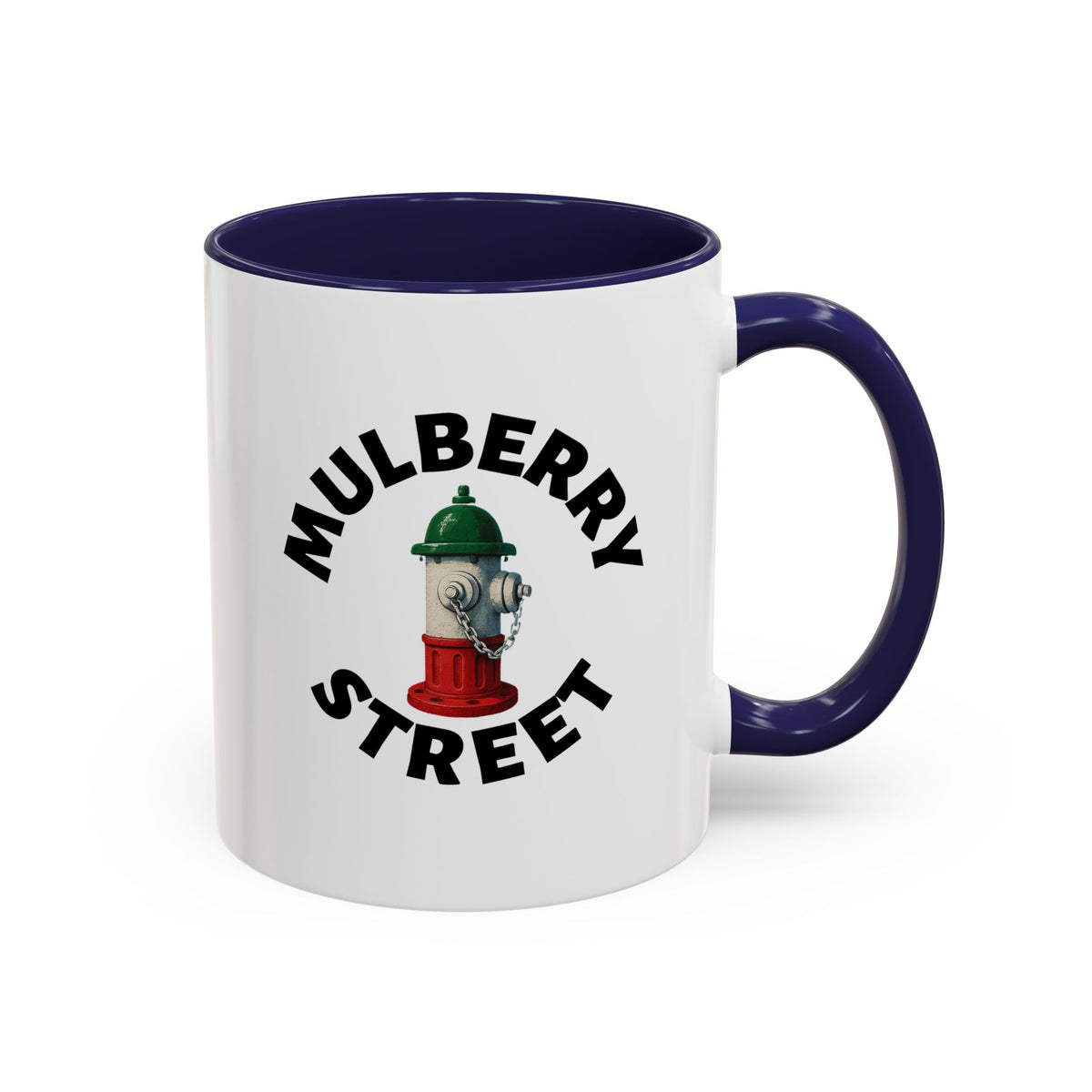 Mulberry Street Coffee Mug with Fire Hydrant Design, Unique Gift for Italians, Fun Kitchen Decor
