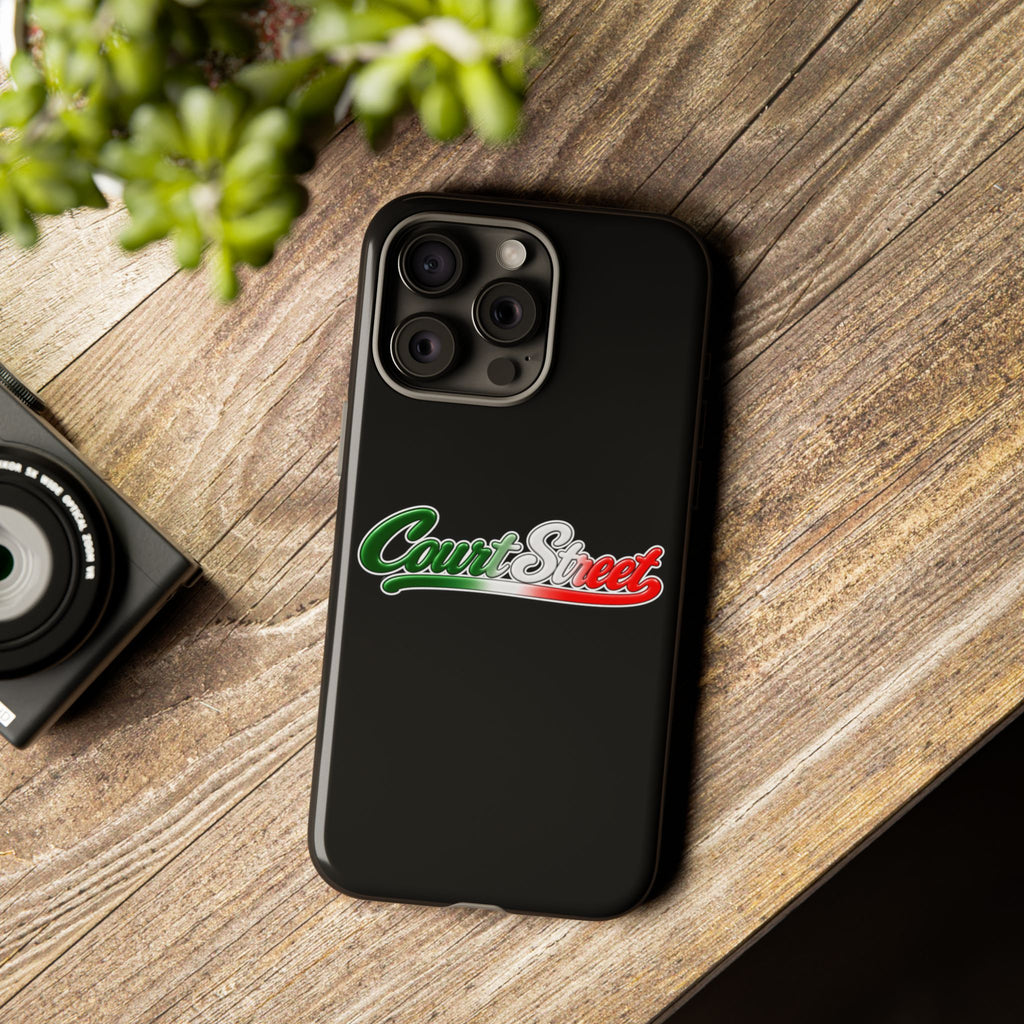 Court Street Black Phone Case, Tough Cases for iPhone, Gift for Italians, Stylish Phone Cover, Unique Phone Accessory