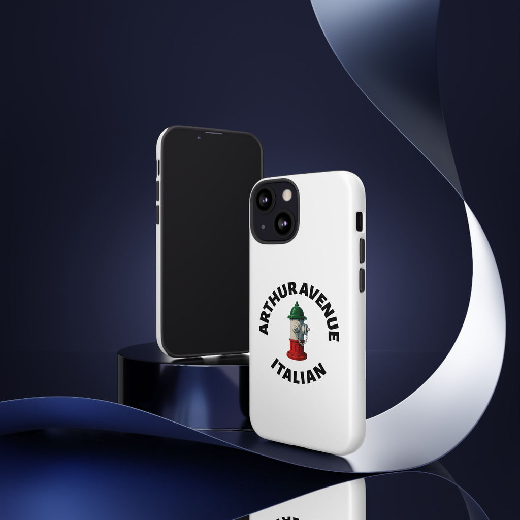 Arthur Avenue Italian White Phone Case, Urban Style Phone Cover, Tough Smartphone Case, Gift for Italian Heritage, Fun Streetwear Accessories