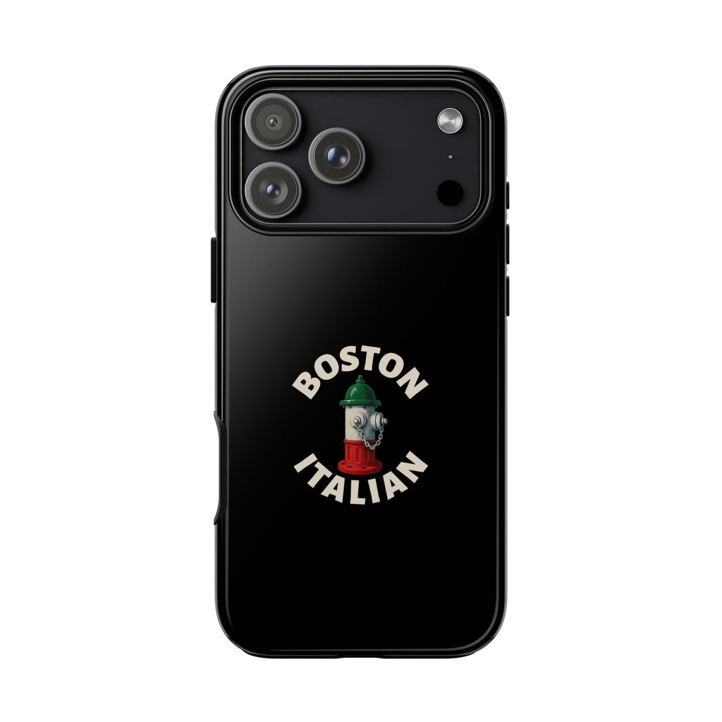 Boston Italian Black Phone Case, Tough Cases for iPhone, Gift for Italians, Stylish Phone Cover, Unique Phone Accessory