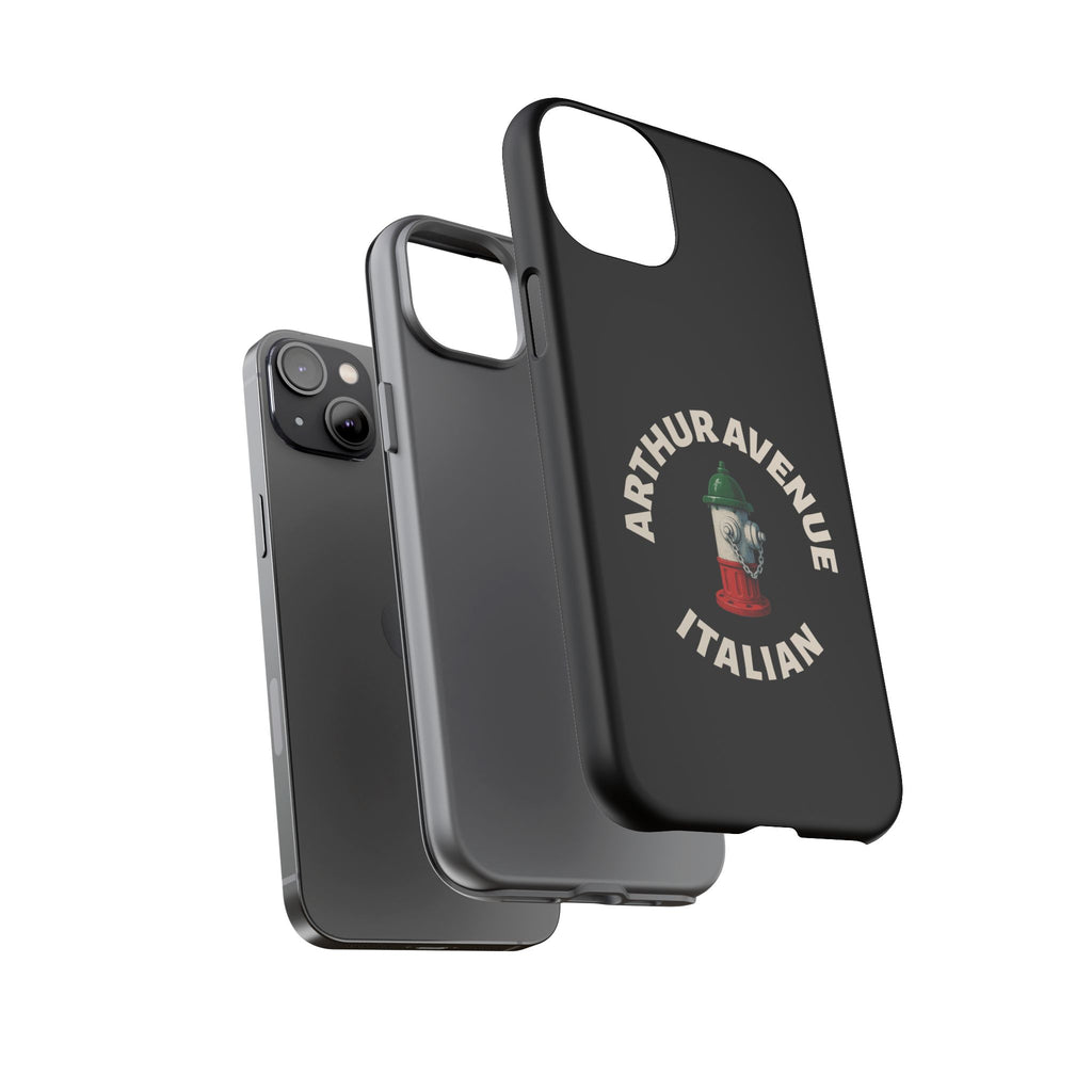 Arthur Avenue Italian Black Phone Case, Tough Cases for iPhone, Gift for Italians, Stylish Phone Cover, Unique Phone Accessory