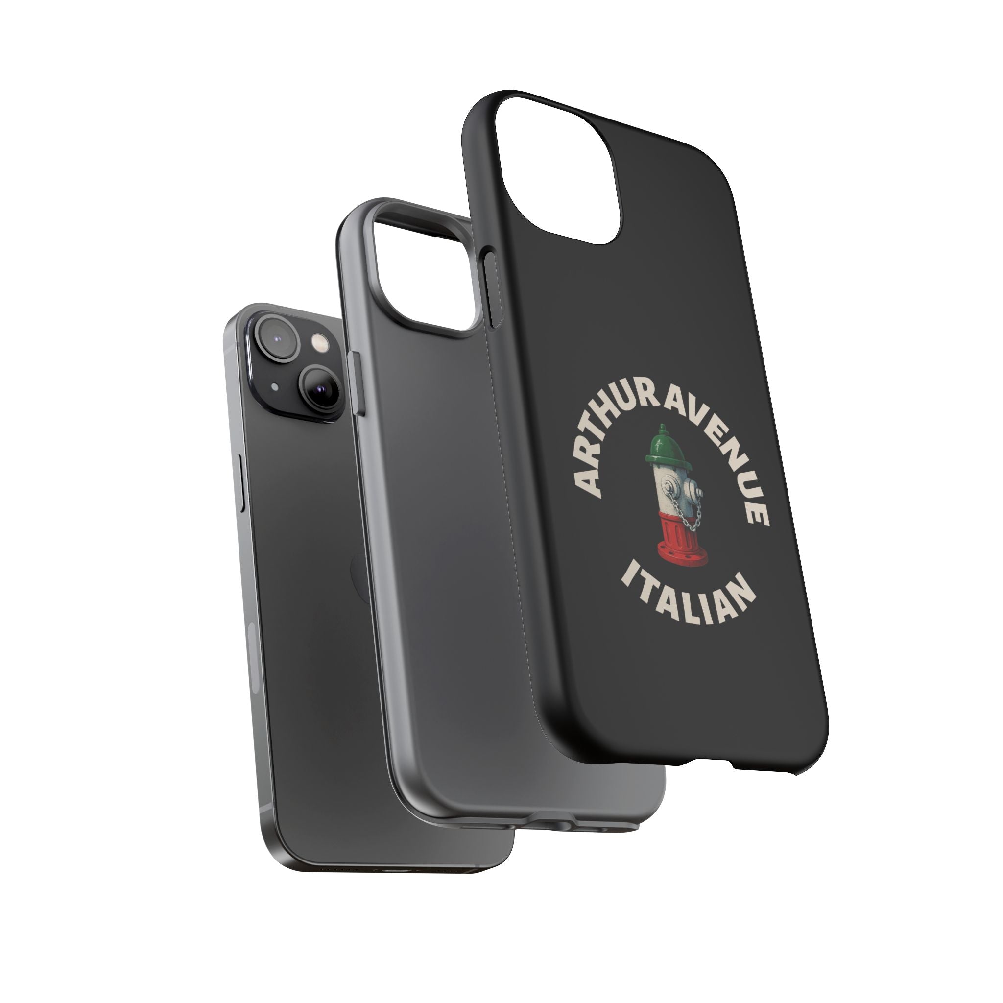 Arthur Avenue Italian Black Phone Case, Tough Cases for iPhone, Gift for Italians, Stylish Phone Cover, Unique Phone Accessory