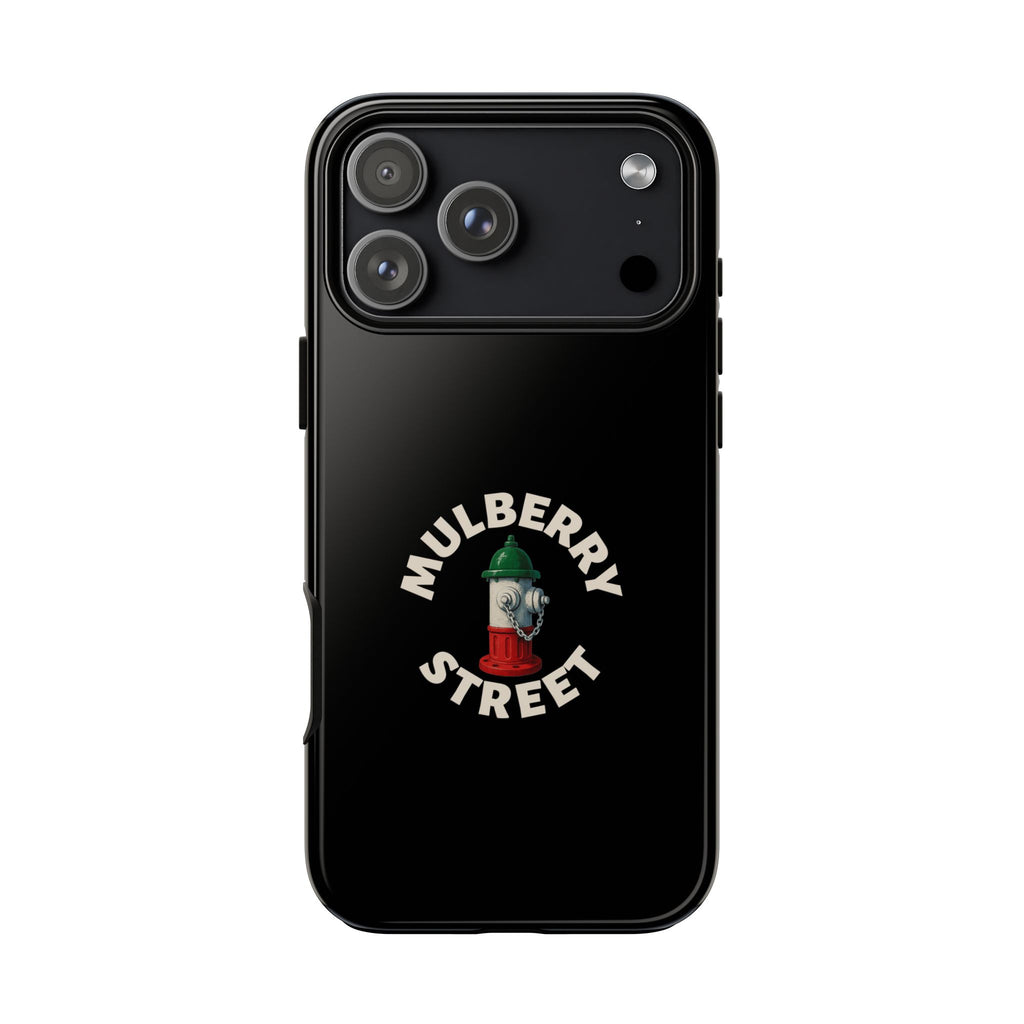 Mulberry Street Black Phone Case, Tough Cases for iPhone, Gift for Italians, Stylish Phone Cover, Unique Phone Accessory