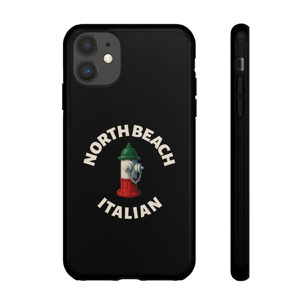 North Beach Italian Black Phone Case, Tough Cases for iPhone, Gift for Italians, Stylish Phone Cover, Unique Phone Accessory