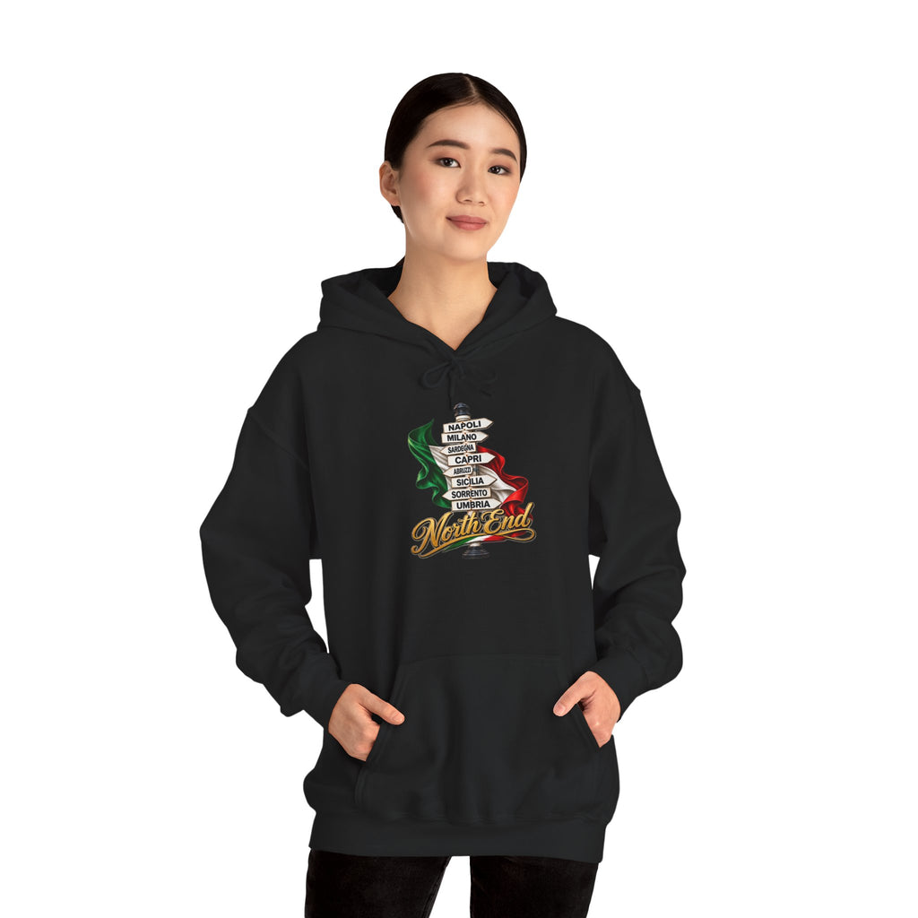 North End Italian Hoodie — Italian Flag Script Pullover