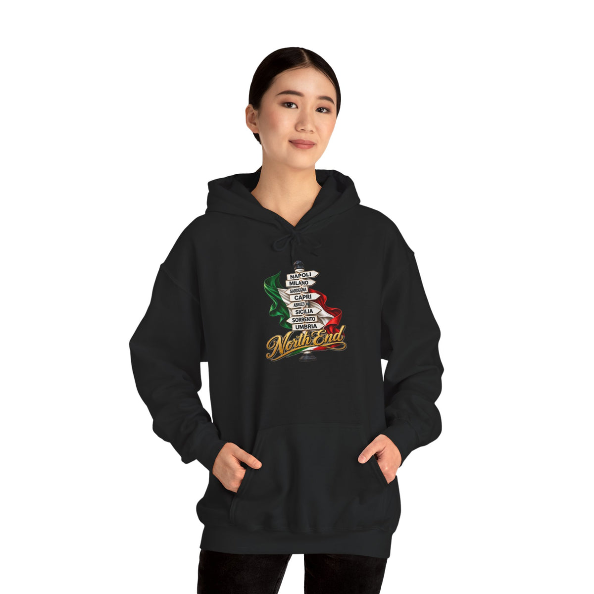 North End Italian Hoodie — Italian Flag Script Pullover