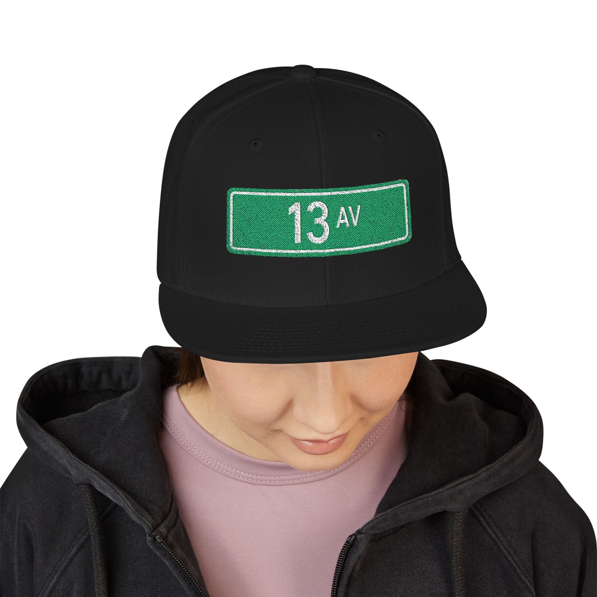 13 Ave Embroidered Snapback Hat | Street Sign Patch Cap