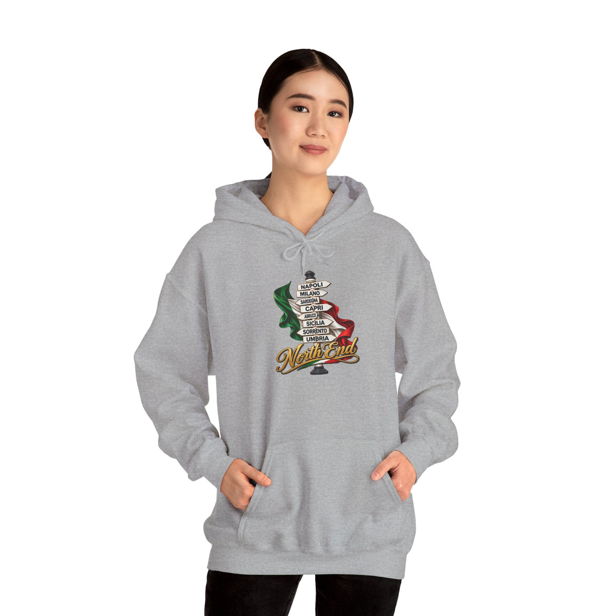 North End Italian Hoodie — Italian Flag Script Pullover