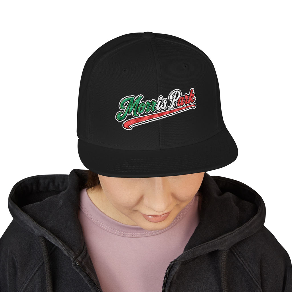 Morris Park Embroidered Snapback Hat | Street Sign Patch Cap