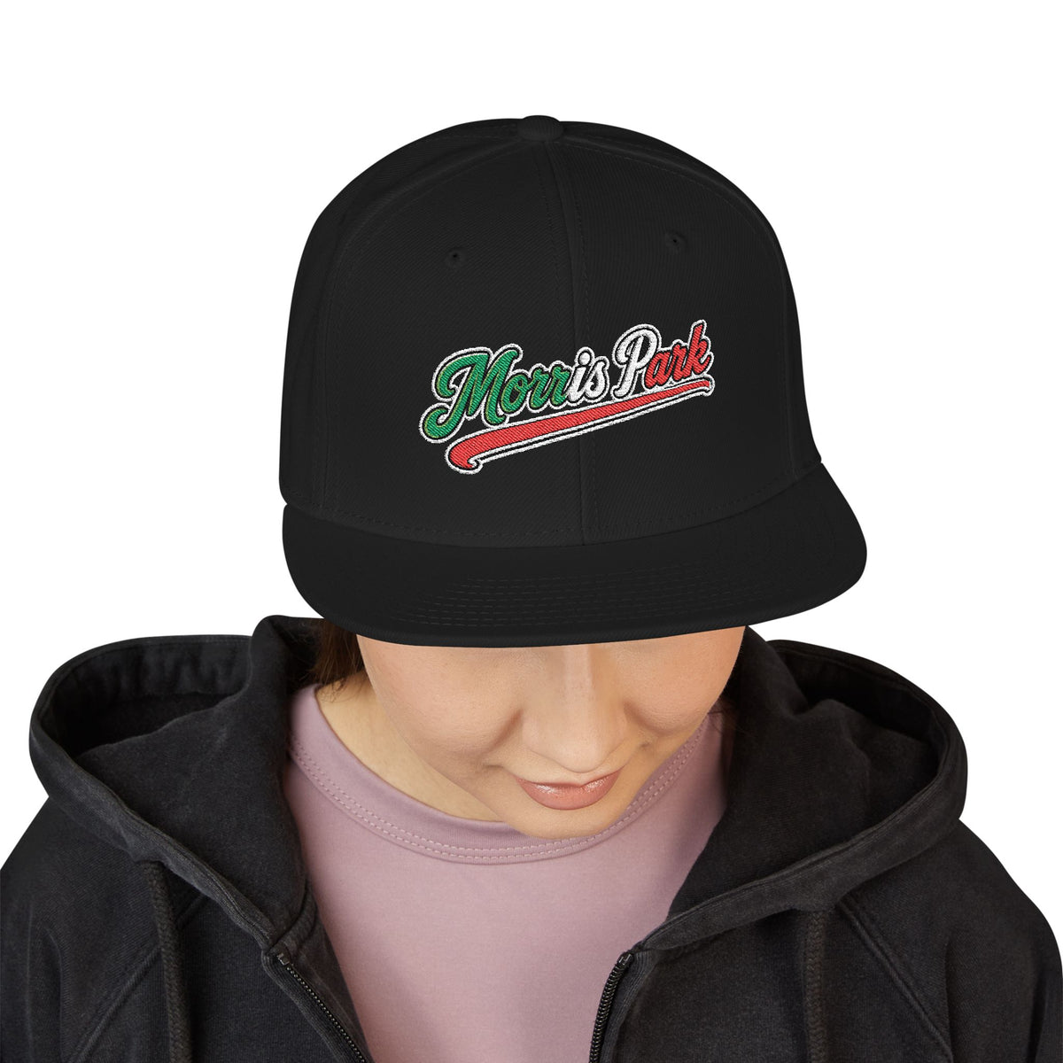 Morris Park Embroidered Snapback Hat | Street Sign Patch Cap