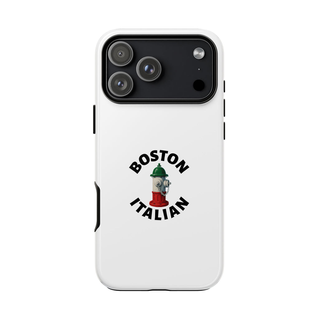 Boston Italian White Phone Case, Urban Style Phone Cover, Tough Smartphone Case, Gift for Italian Heritage, Fun Streetwear Accessories