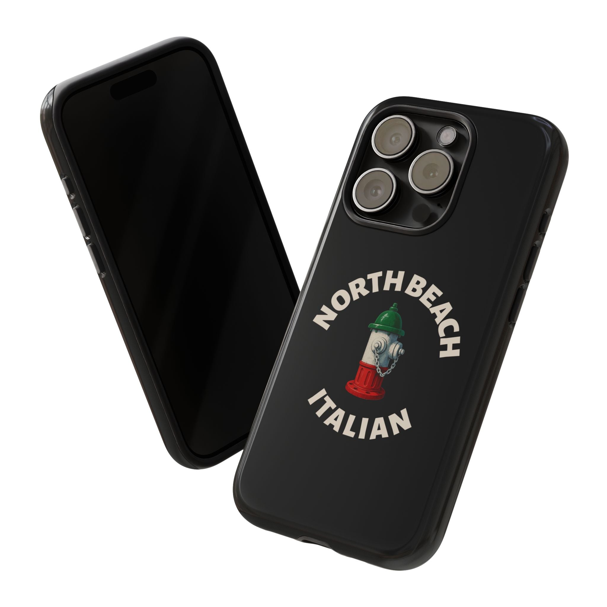North Beach Italian Black Phone Case, Tough Cases for iPhone, Gift for Italians, Stylish Phone Cover, Unique Phone Accessory