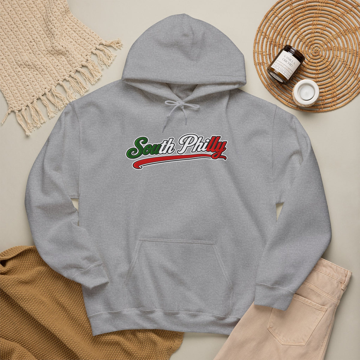 South Philly Hoodie — Italian Flag Script Pullover