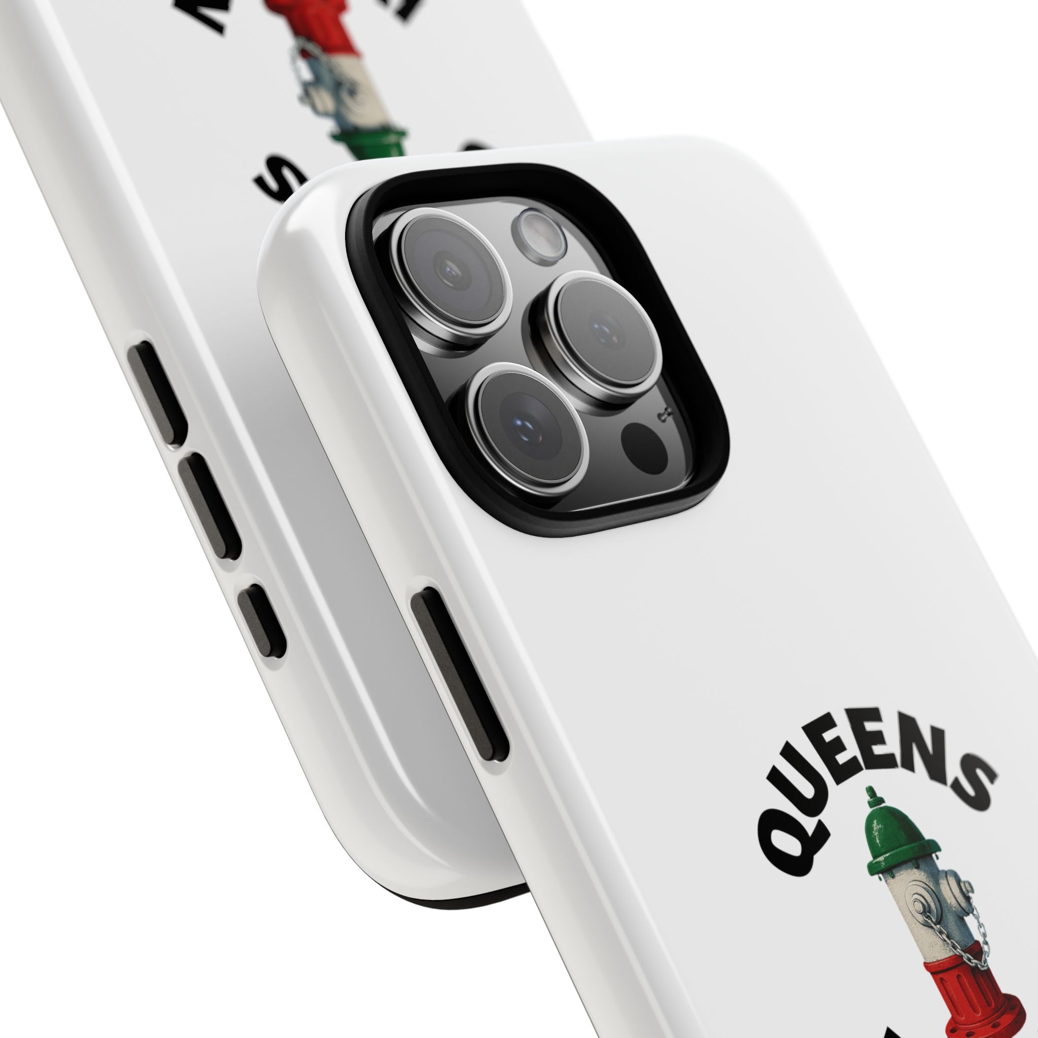 Queens Italian White Phone Case, Urban Style Phone Cover, Tough Smartphone Case, Gift for Italian Heritage, Fun Streetwear Accessories