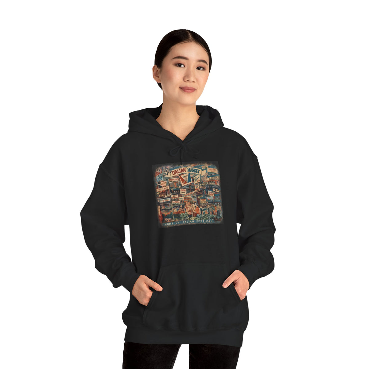 South Philly Italian Market Hoodie — Italian Flag Script Pullover