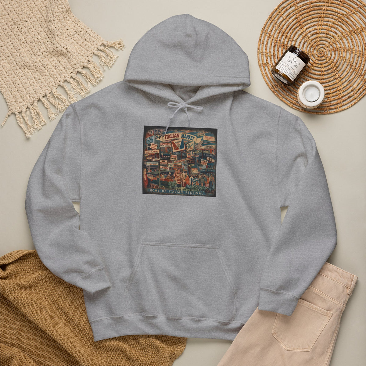 South Philly Italian Market Hoodie — Italian Flag Script Pullover